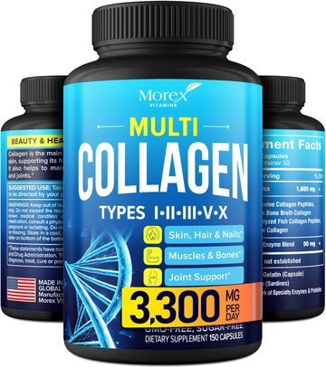 Multi Collagen Pills (Types I, II, III, V & X) - Marine Collagen & Bone Broth Capsules MOREX VITAMINSAu supplements