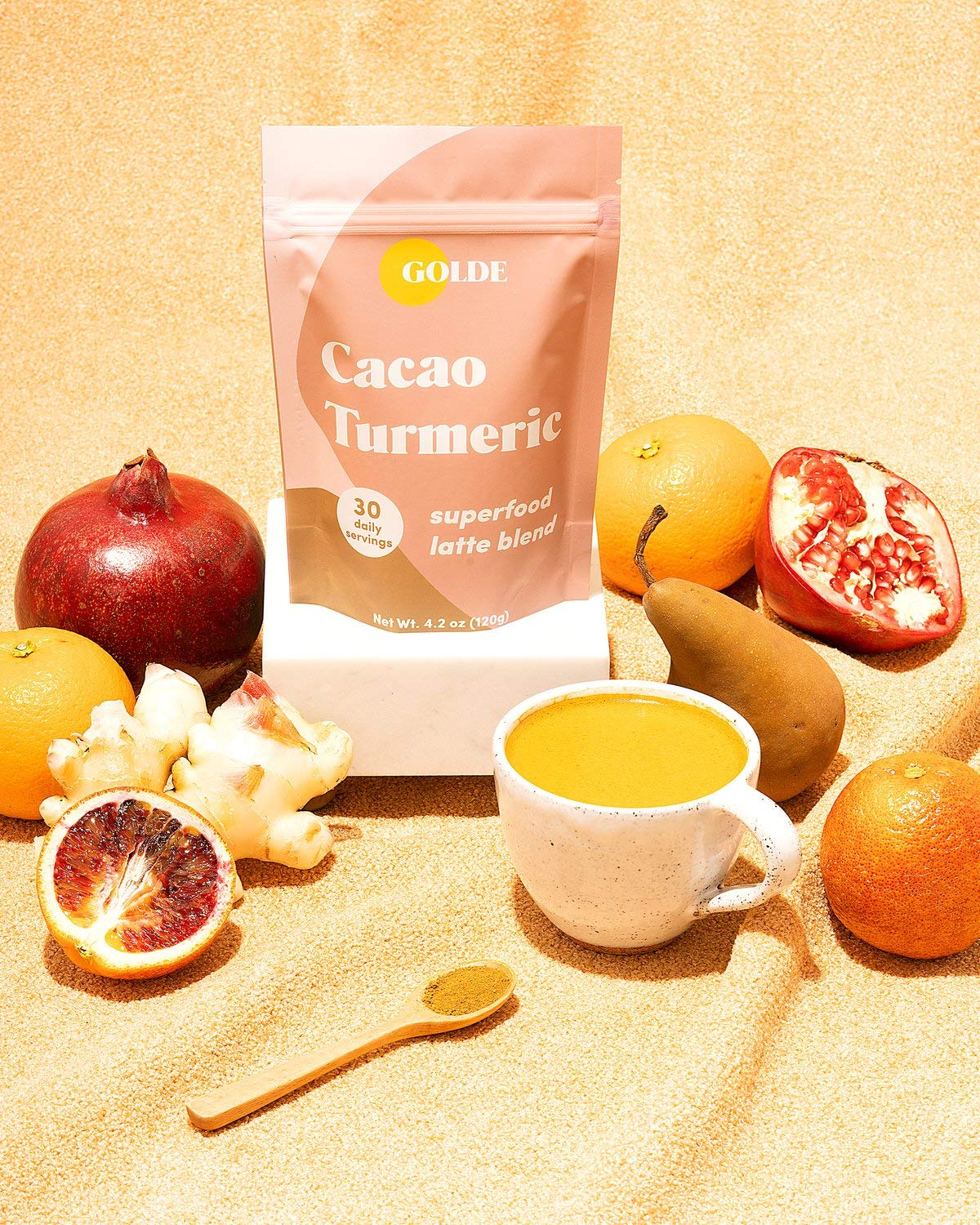 GOLDE - Superfood Latte Blend - Cacao Turmeric - Plant Based w/Turmeric, Cacao, & Coconut Milk Powder - Healthy Hot Cocoa - Coffee Replacement - Vegan, Keto, & Sugar-Free - 30 Servings GOLDEAu supplements