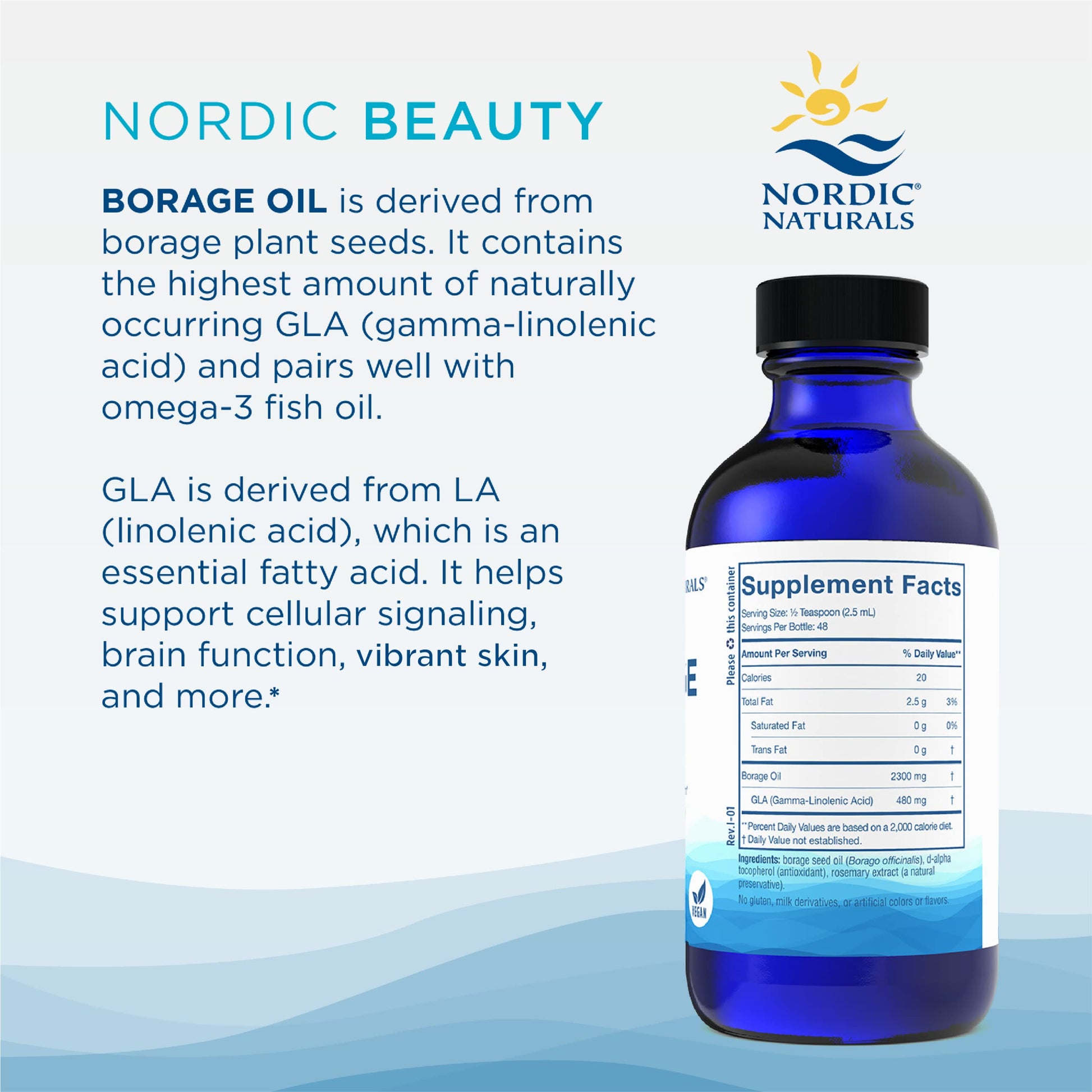 Nordic Naturals Nordic Beauty Borage Oil, Unflavored - 4 Ounces - Borage Seed Oil, Unique Omega-6 for Healthy and Hydrated Skin, 480 Milligrams of GLA - Non-GMO - Vegan, 48 Servings Nordic NaturalsAu supplements