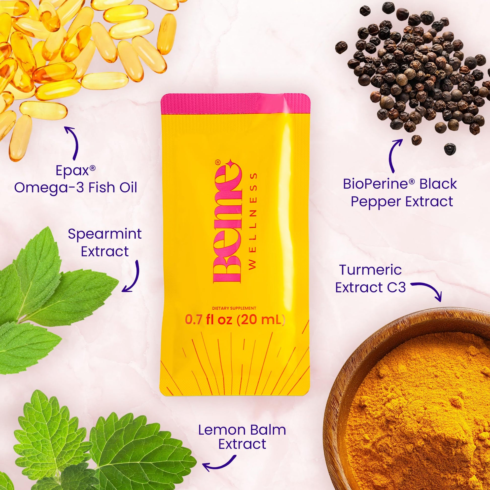 BeMe Liquid Omega 3 Fish Oil - Turmeric Curcumin, Lemon Balm Extract & Omega 3 Supplement for Women - Patented EPAX® for Quick Absorption & high bioavailability - Supports Memory & Brain Health BeMeAu supplements