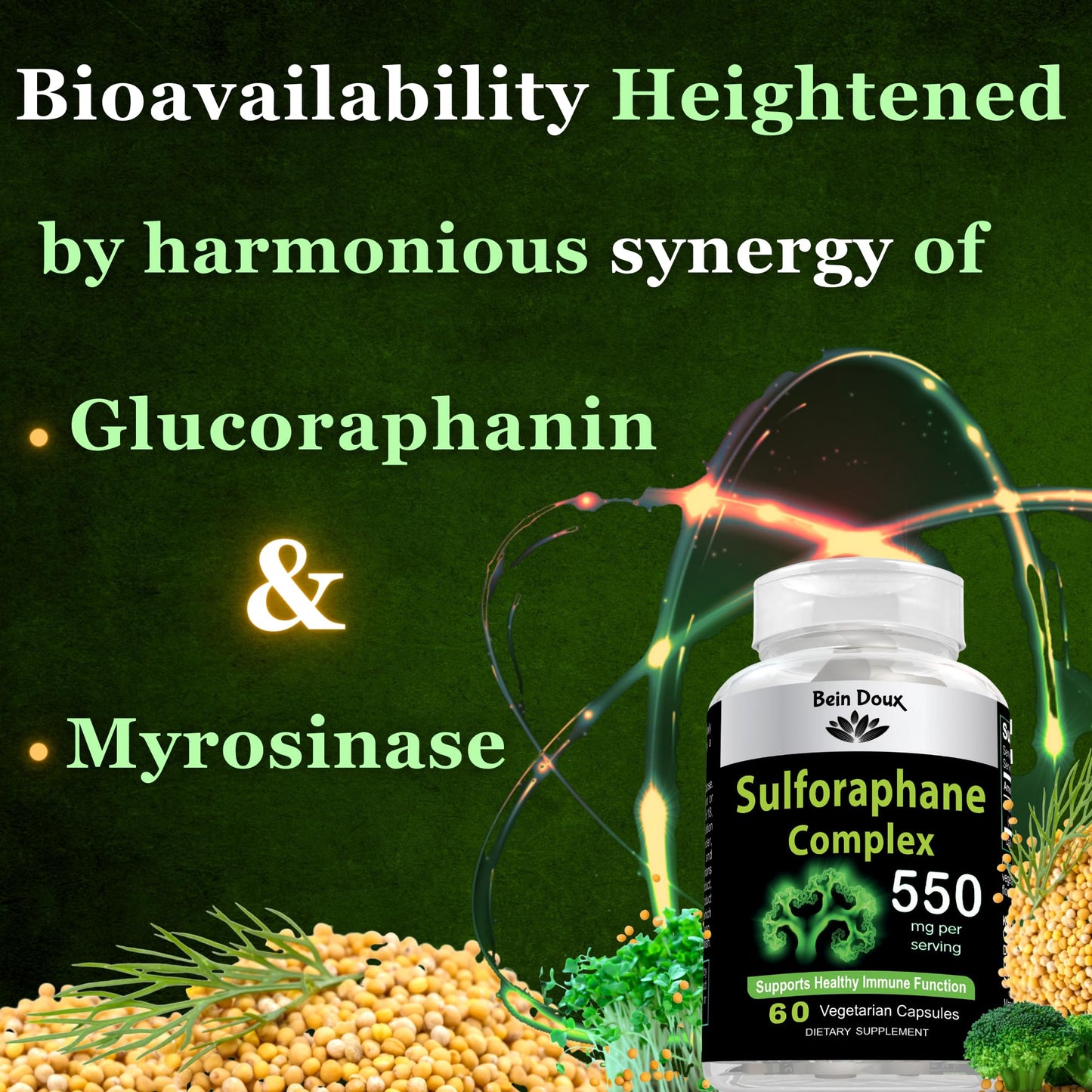 550mg Sulforaphane Supplement with Glucoraphanin and Myrosinase | Broccoli Supplemen BEIN DOUXUS supplements