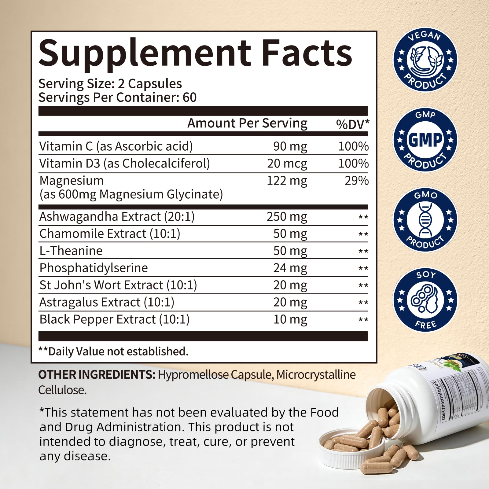 Alliwise Cortisol Supplements for Women and Men with Magnesium, Ashwagandha,L-Theanine,Chamomile & PS,High Cortisol Reducer, Manager, Detox, Lower for Mood,Focus,Sleep,Non-Drowsy,No Melatonin AlliwiseAu supplements