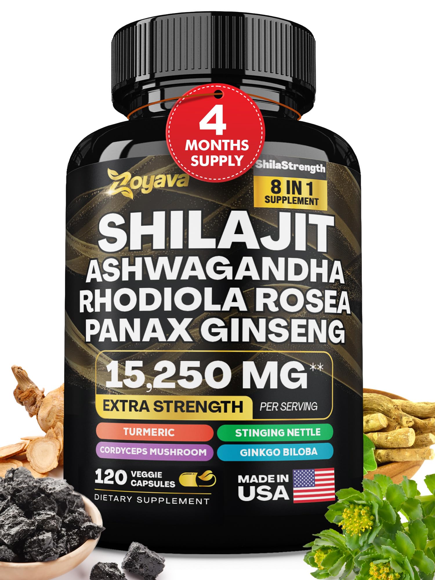 Zoyava Shilajit 9000MG Radiant Health Blend Ashwagandha 2000MG Rhodiola Rosea ZoyavaAu supplements