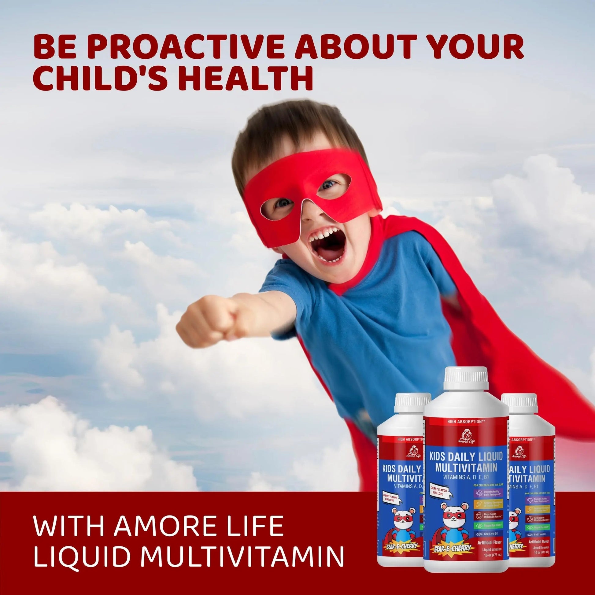 Amore Life Daily Liquid Multivitamin for Kids, High Absorption with Liquid Vitamin A, D, E, B1 and Cod Liver Oil for Kids Amore LifeAu supplements
