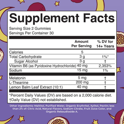 MaryRuth Organics Melatonin 5mg Sleep Gummy with L-Theanine | Lemon Balm | Vitamin B6 | Sugar-Free | Relaxation | Vegan | Non-GMO | Gluten Free | 60 Count MARYRUTH'SUS supplements