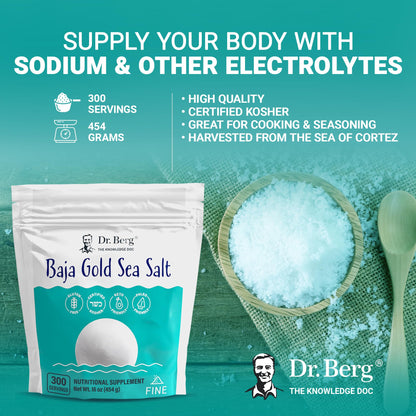 Dr. Berg's Baja Gold Sea Salt Organic - Natures Fine Sea Salt Support For Hydration Dr. Berg NutritionalsUS supplements