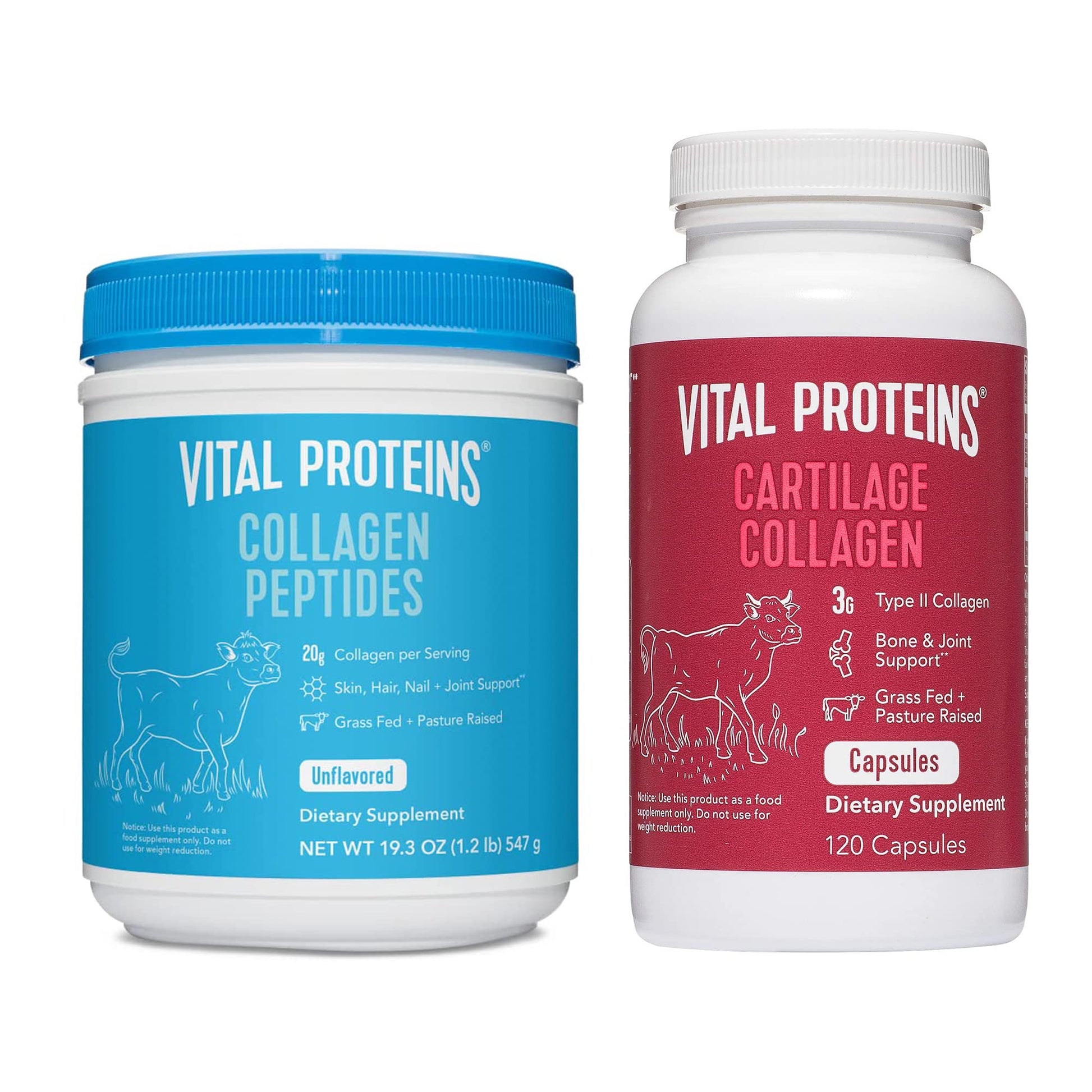 Vital Proteins Collagen Peptides Powder 19.3oz+ Collagen Pills, Type II Vital ProteinsUS supplements
