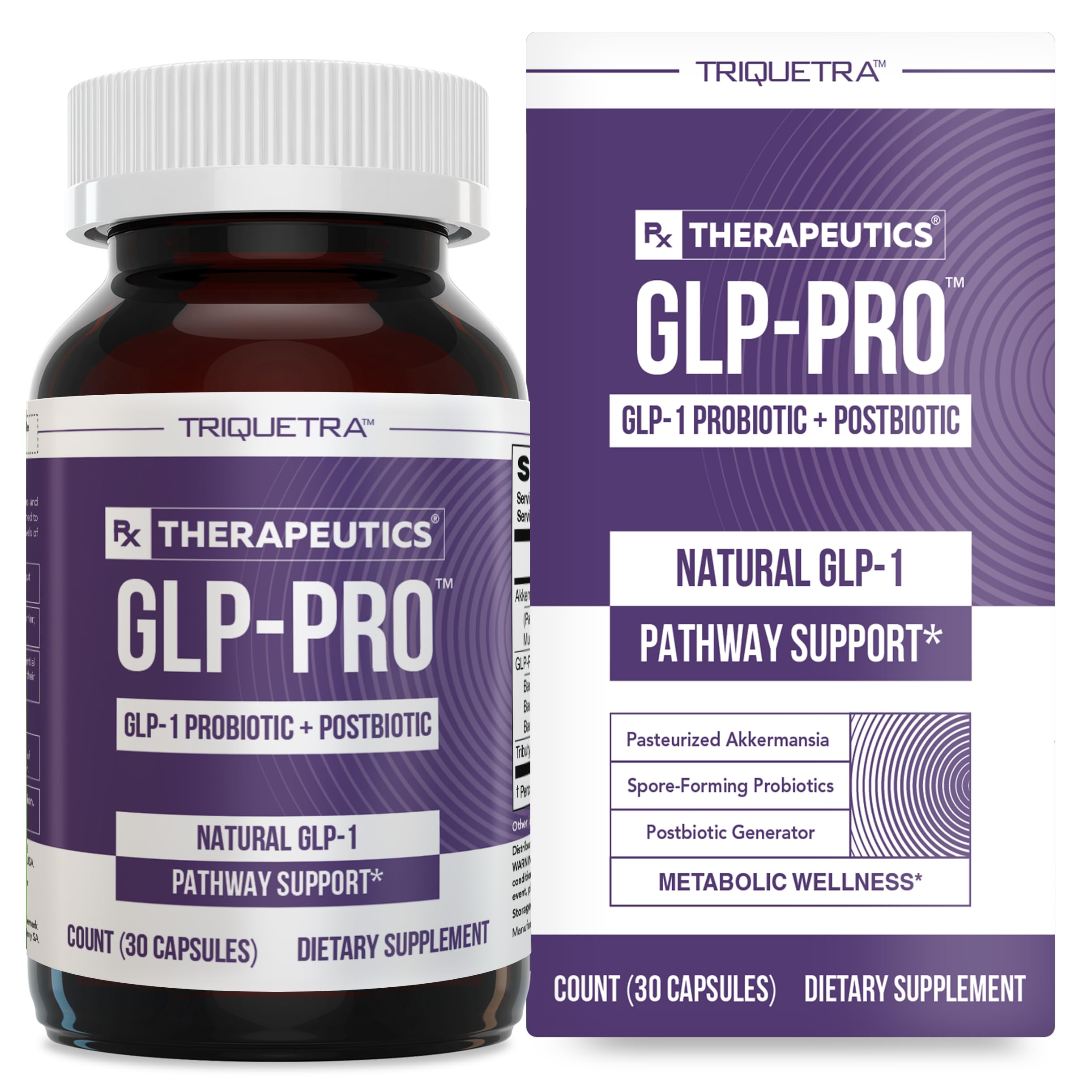 GLP-Pro™: Probiotic & Postbiotic Blend for Natural GLP-1 Support — Akkermansia MucT™, ButyraGen® Butyrate Generator & Spore Bacillus — Healthy Appetite, SCFA & Metabolic Balance — 30 Count Triquetra HealthAu supplements
