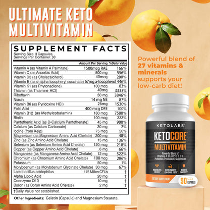 Ketolabs Ketocore Keto Vitamins | Keto Multivitamin for Men & Women | Keto Supplements KetolabsUS supplements