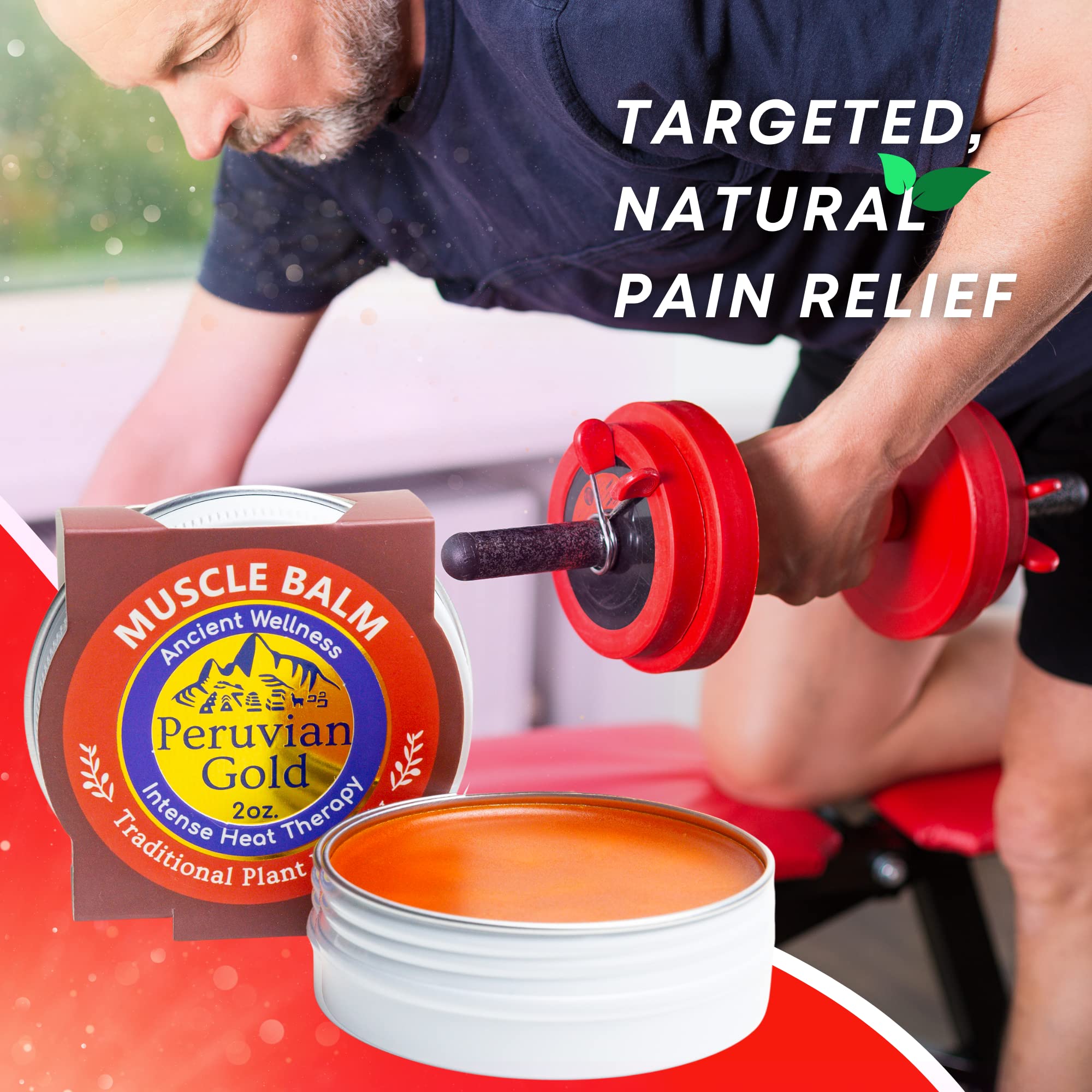 Sore Muscle Balm - Peruvian Gold Intense Heat Therapy Muscle Rub. 500K Scoville Heat Units Melts Away Sore, Painful Muscles. 2oz Peruvian GoldAu supplements