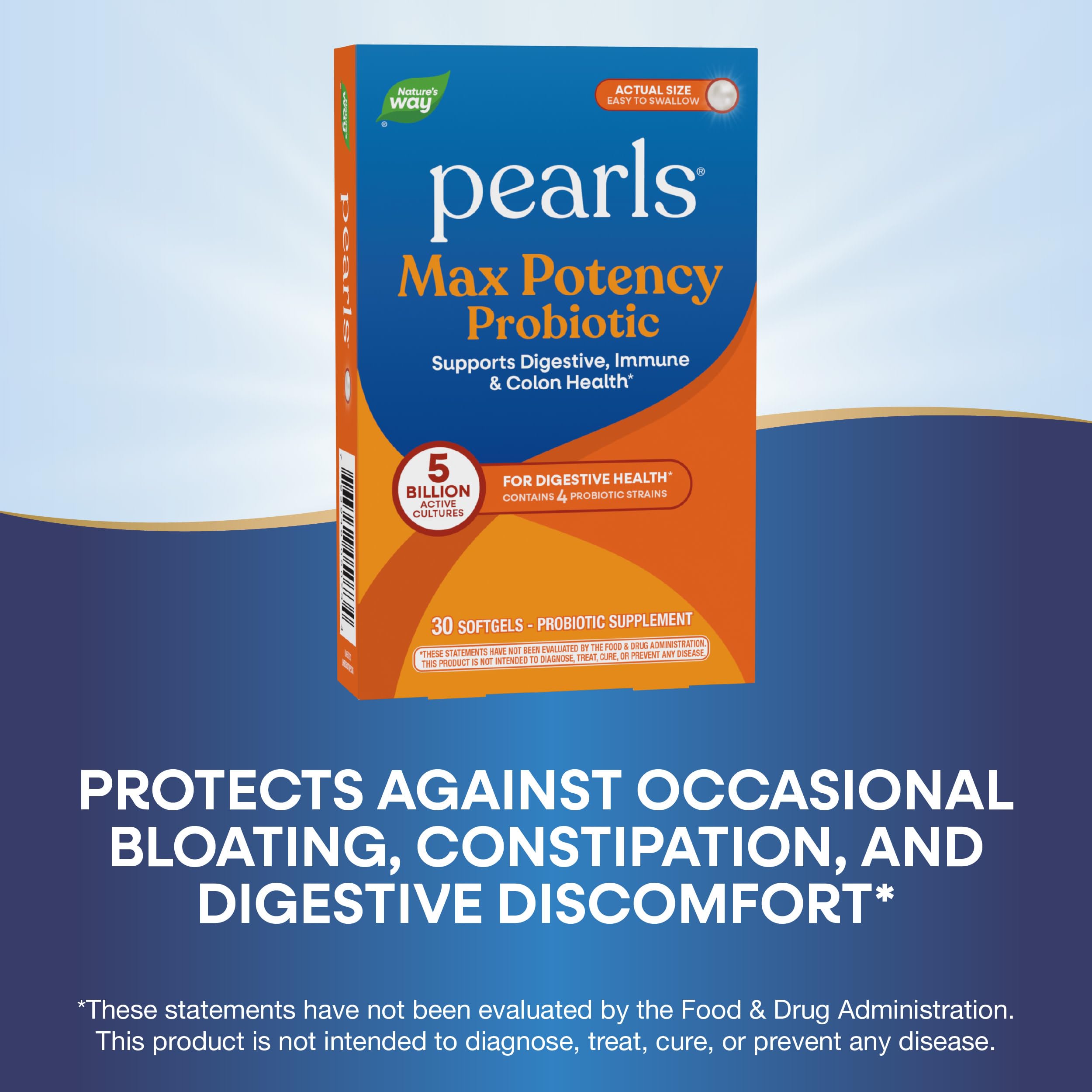 Nature's Way Pearls Max Potency Probiotic for Men and Women, Supports Digestive, Immune, Colon Health*, 5 Billion Live Cultures, No Refrigeration Required, 30 Softgels Nature's WayAu supplements