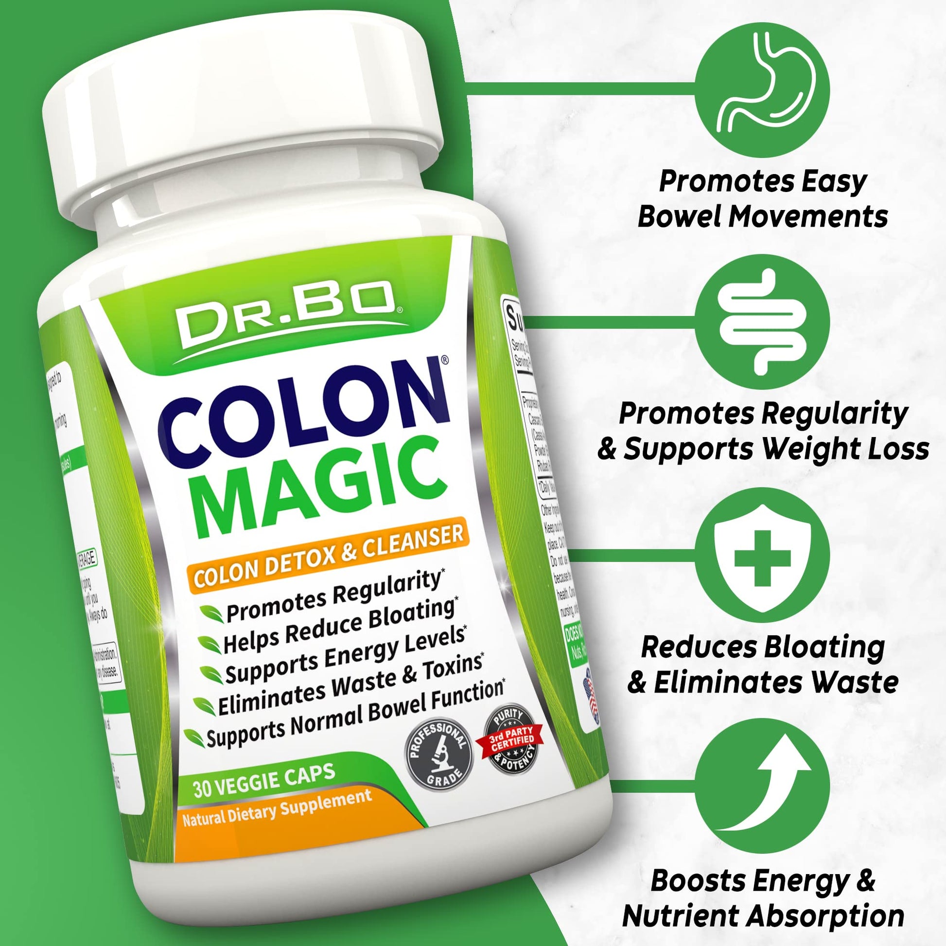 Colon Cleanse Detox Formula - Natural Bowel Cleanser Pills for Intestinal Bloating & Fast Digestive DR. BOUS supplements