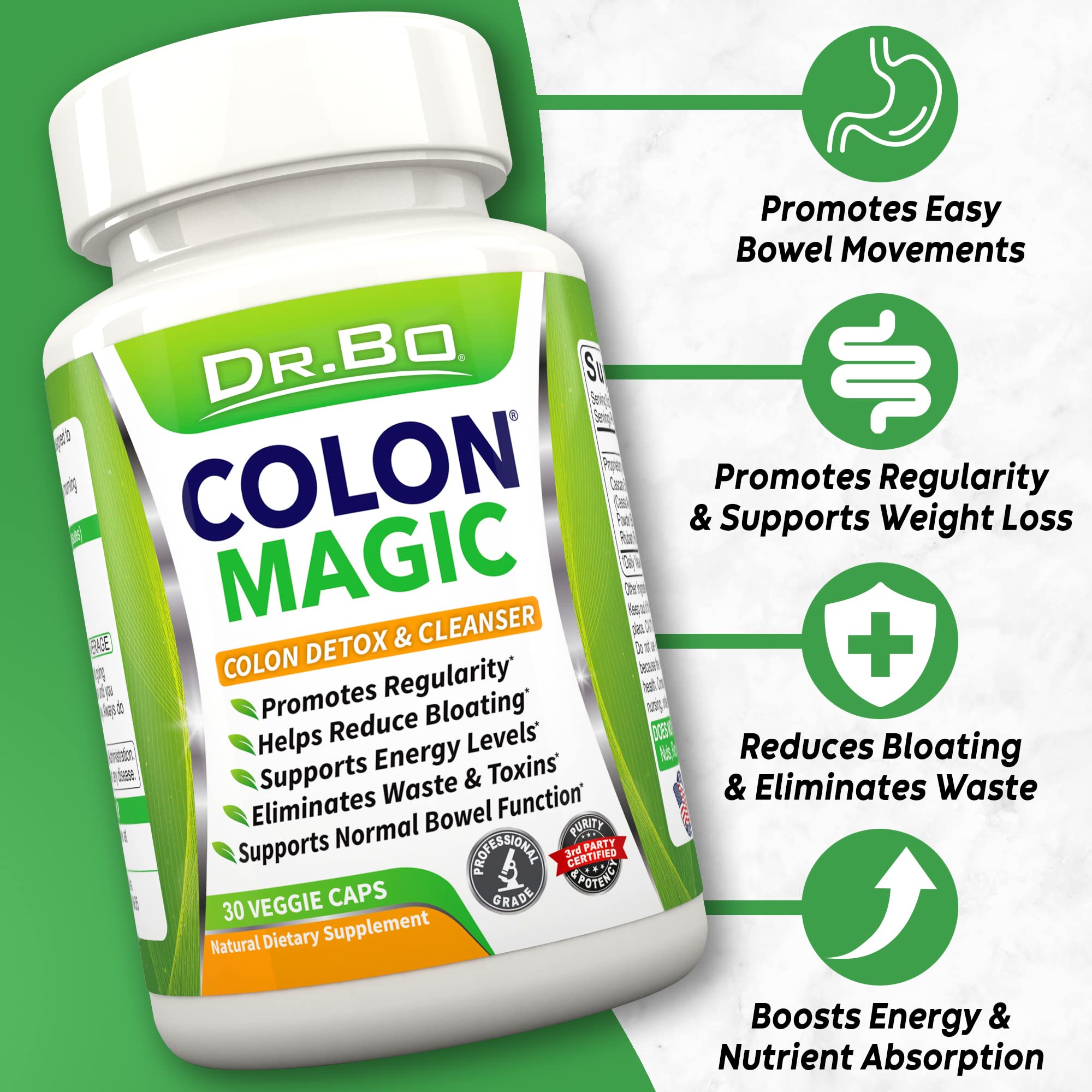 Colon Cleanse Detox Formula - Natural Bowel Cleanser Pills for Intestinal Bloating & Fast Digestive DR. BOUS supplements
