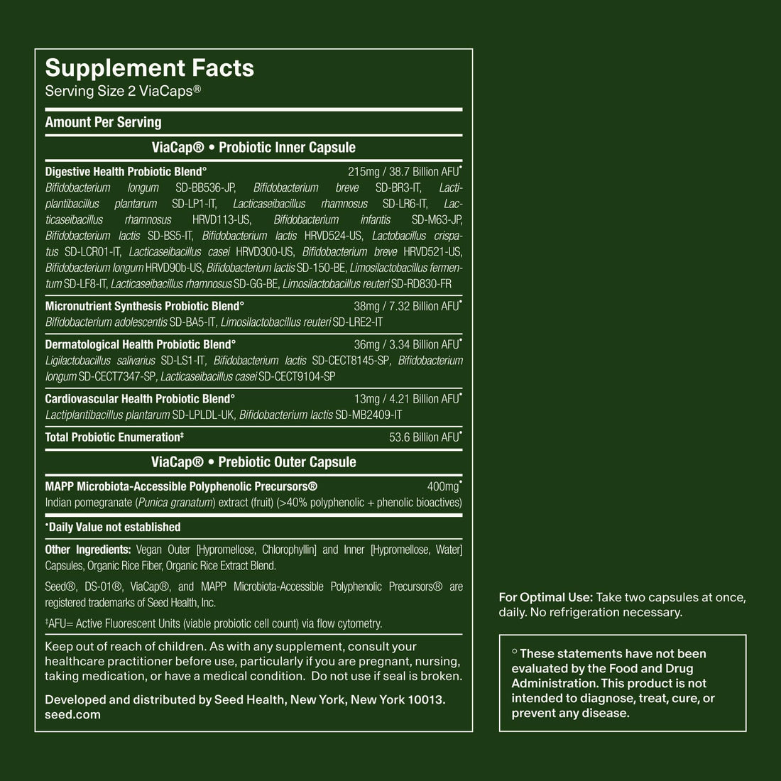 Seed DS-01 Daily Synbiotic - Prebiotic and Probiotic for Women & Men - Digestive Health, Gut Health, Immune Support, Bloating & Constipation Relief - Vegan & Shelf-Stable - 60 Capsules (30-Day Supply) SeedUS supplements