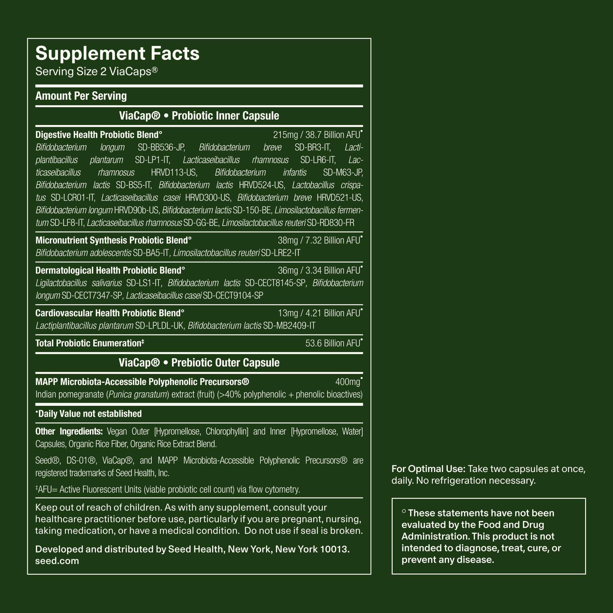 Seed DS-01 Daily Synbiotic - Prebiotic and Probiotic for Women & Men - Digestive Health, Gut Health, Immune Support, Bloating & Constipation Relief - Vegan & Shelf-Stable - 60 Capsules (30-Day Supply) SeedUS supplements