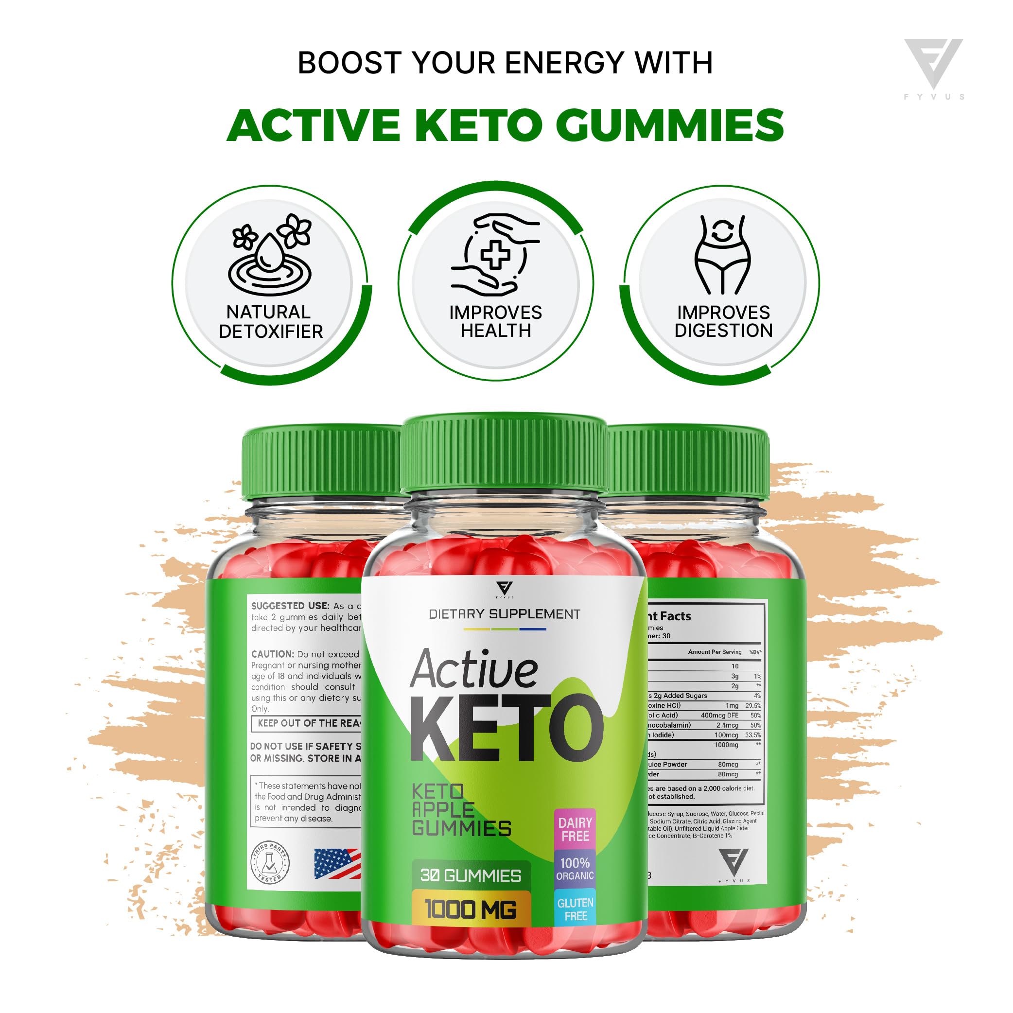(3 Pack) Active Keto Gummies for Weight Loss Active Keto ACV Gummies Advanced FyvusUS supplements
