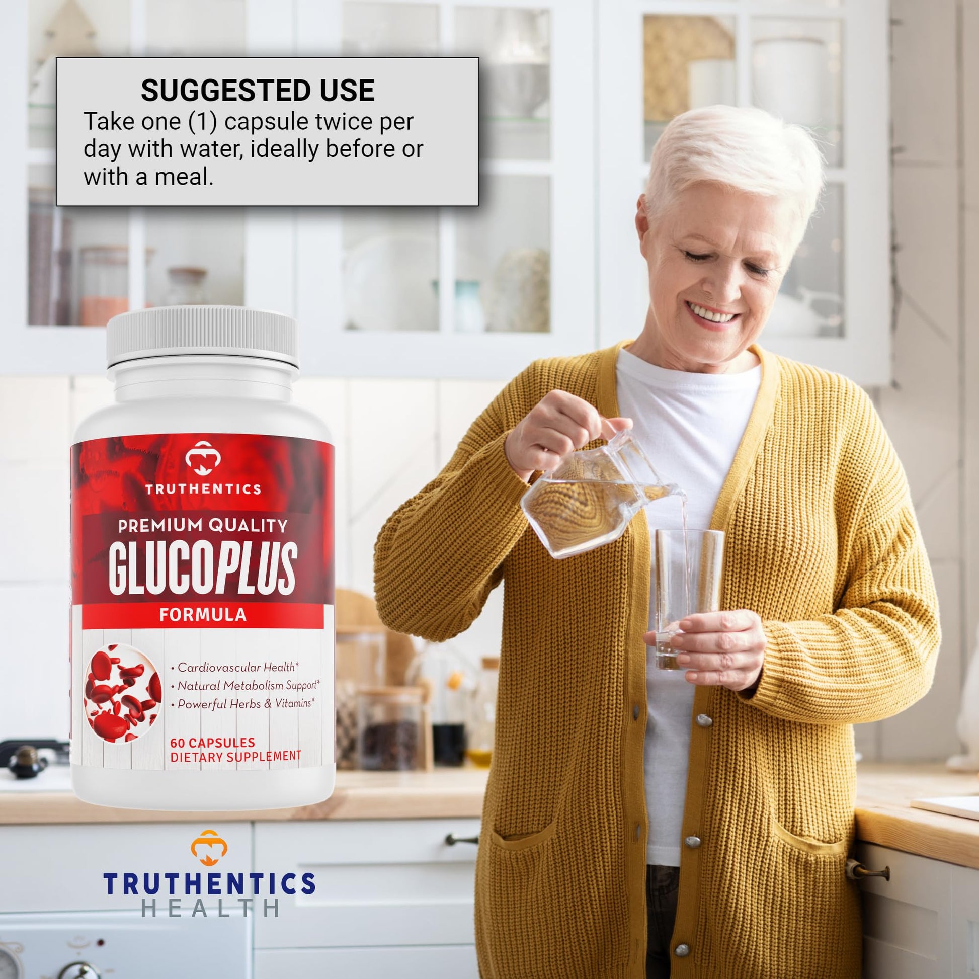 TRUTHENTICS GlucoPlus - 20 Herbs, Vitamins & Minerals with Cinnamon, Chromium, Vanadium, Bitter Melon, Alpha Lipoic Acid, Magnesium - Gluten Free, Non-GMO - 60 Capsules TRUTHENTICSAu supplements