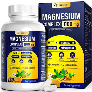 Magnesium Complex for Women & Men 1100mg, 7-in-1 Magnesium Supplement with Ashwagandha & L-Theanine for Calm & Sleep Support, High Absorption, Vegan 120 Capsules ZytheronAu supplements