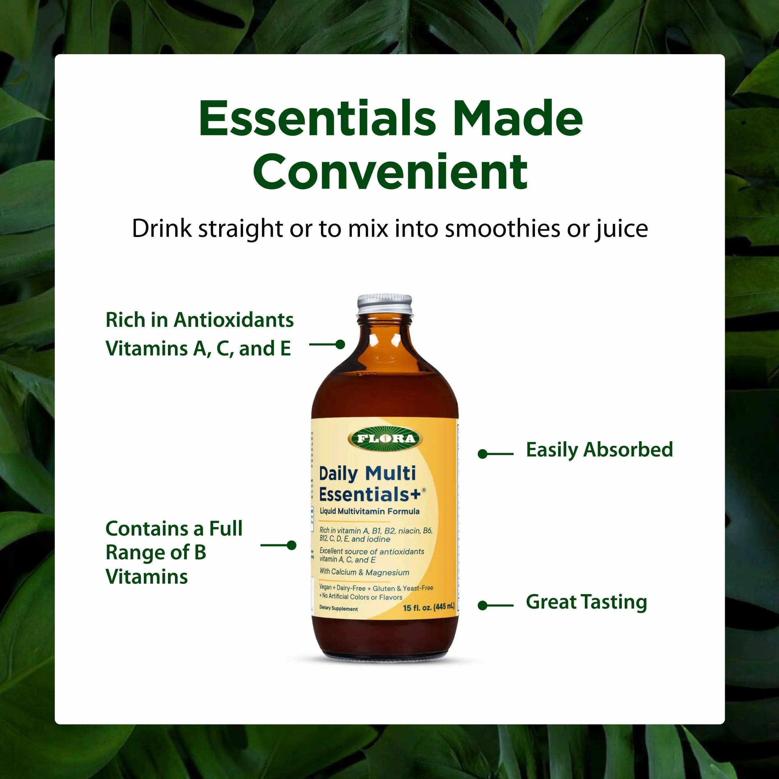 Flora - Daily Multi Essentials+, Liquid Multivitamin Formula, 13 Essential Vitamins & Minerals, 15 Fl Oz FloraAu supplements