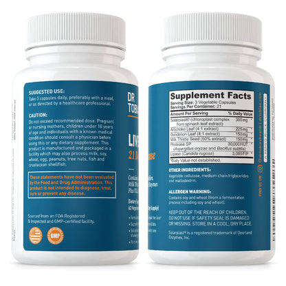 Dr. Tobias Liver 21 Day Cleanse, Herbal Liver Detox Cleanse with Solarplast, Artichoke Extra Dr. TobiasUS supplements