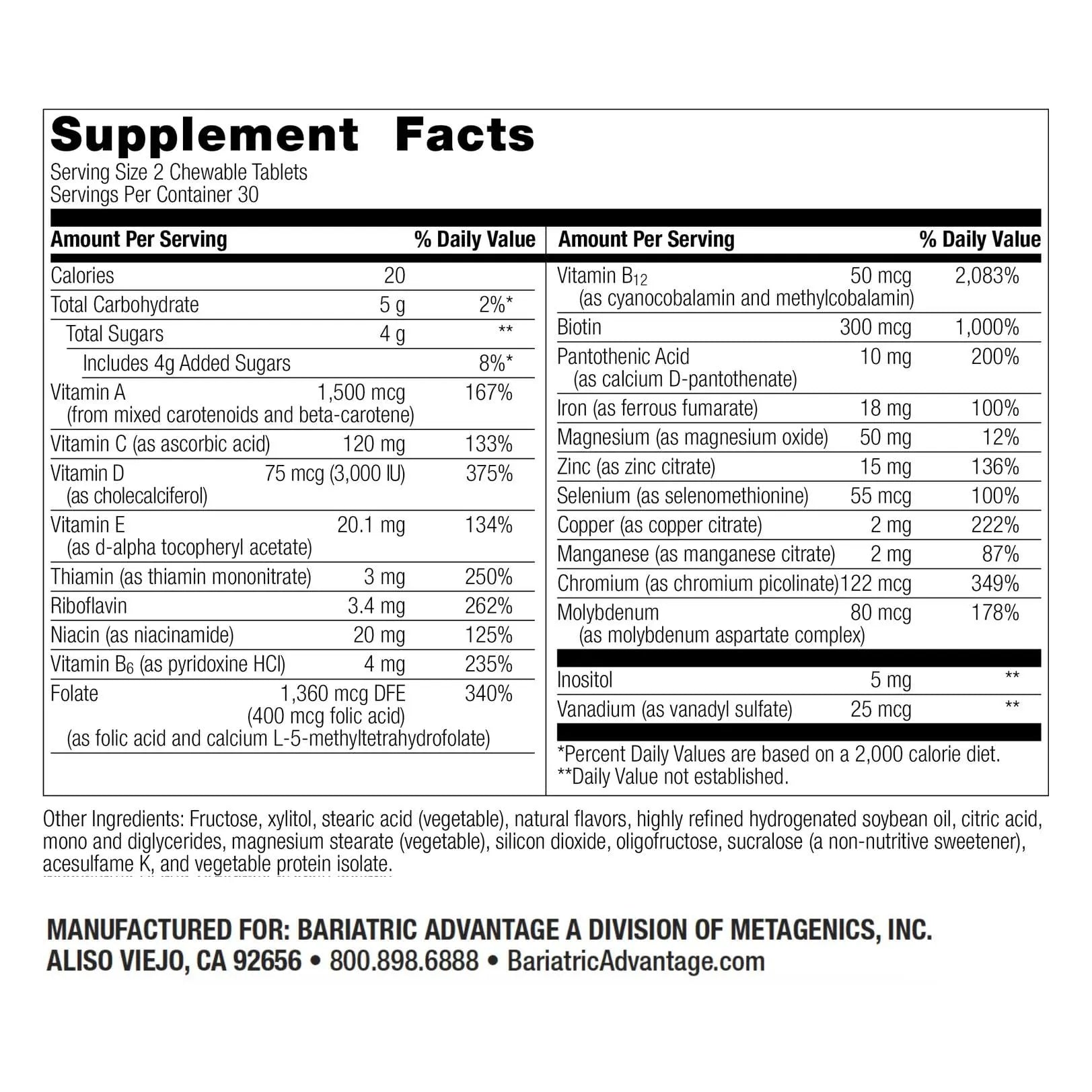 Bariatric Advantage Chewable Multi RP Multivitamin - for Bariatric Surgery Patients - with Iron, Copper, Vitamin C, A, Zinc & More Bariatric AdvantageAu supplements