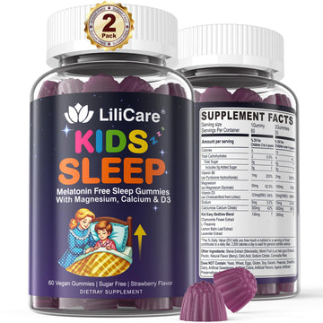 LILICARE Kids Sleep Gummies - Magnesium Glycinate Gummies, Melatonin Free Sleep Aid | Magnesium, Calcium, D3, B6, L Theanine | Kid Melatonin Alternative for Restful Sleep (Pack of 2) LILICAREAu supplements