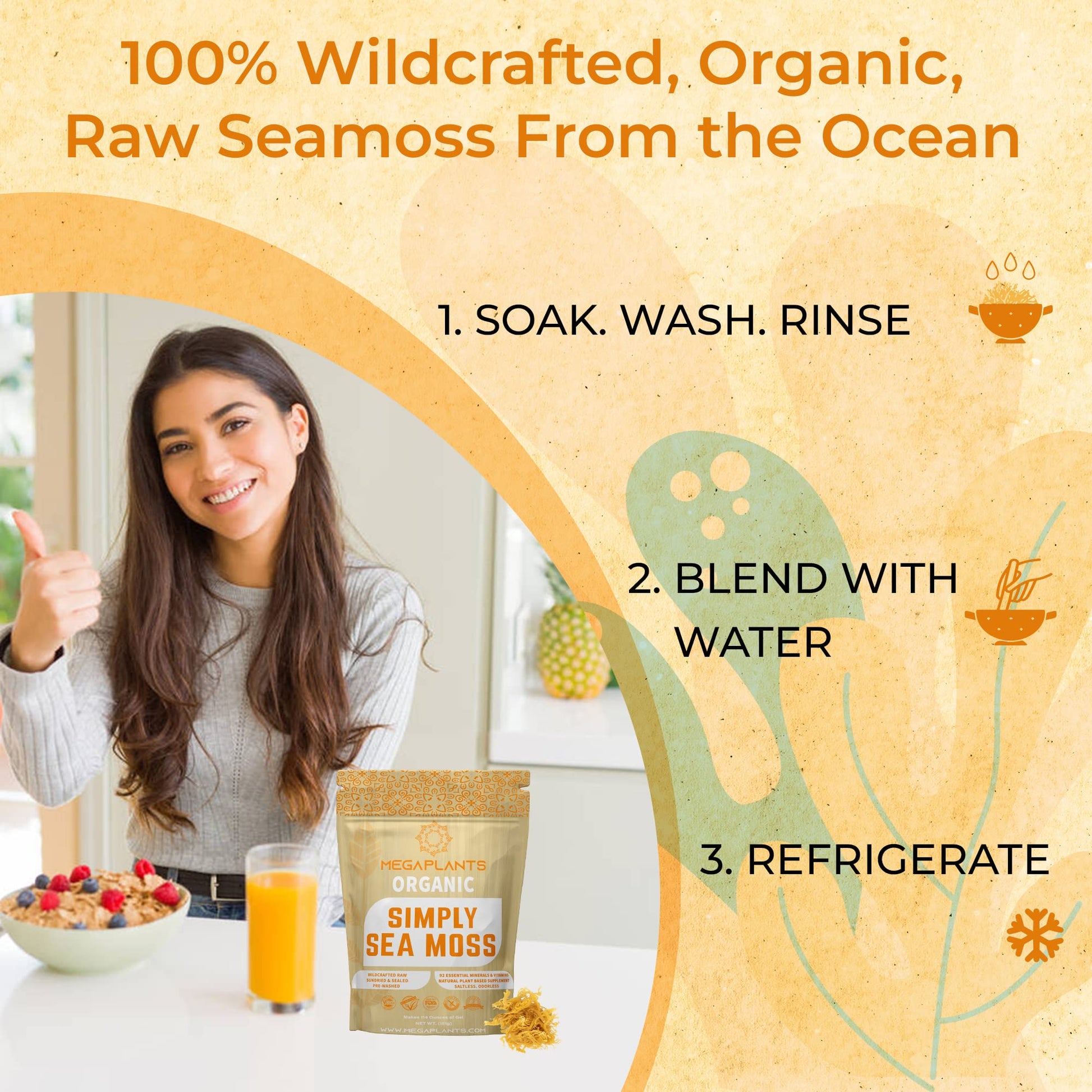 MEGAPLANTS Organic Sea Moss | Makes 228 Servings of Seamoss Gel | Pre-Washed MEGAPLANTSUS supplements