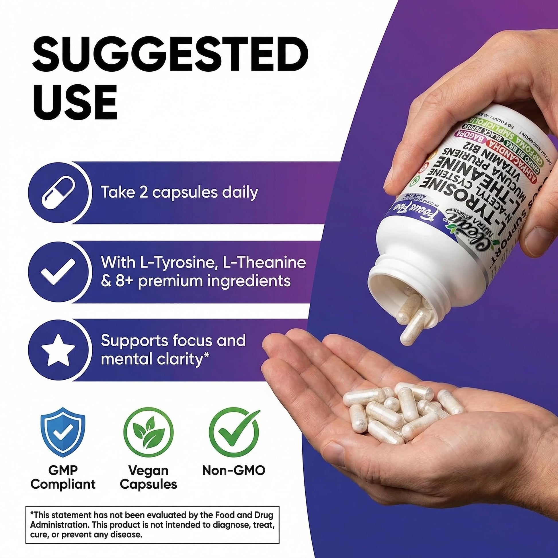 Focus Flow L-Tyrosine Vitamin B C D L-Theanine Ashwagandha Ginkgo Biloba Vitamin B12 Thiamine Black Pepper N-Acetylcysteine Mucuna Pruriens 90 Count Capsules by Clean Nutra Clean NutraceuticalsAu supplements