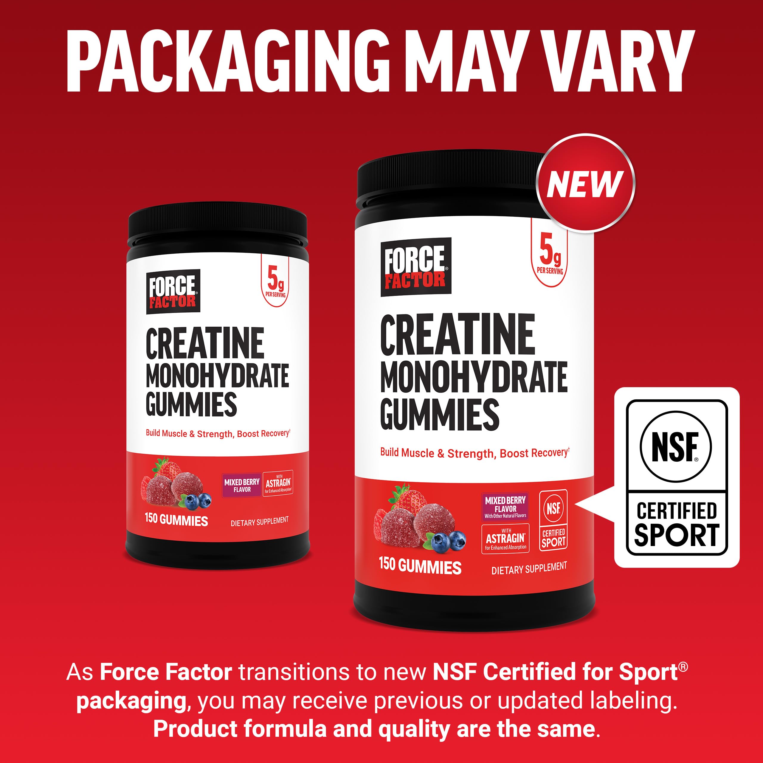 Force Factor Creatine Monohydrate Gummies, NSF Certified, 5g Dose for Men & Women to Support Muscle, Strength, Recovery, Cognitive Health & Memory, Mixed Berry, 150 Gummies Force FactorAu supplements