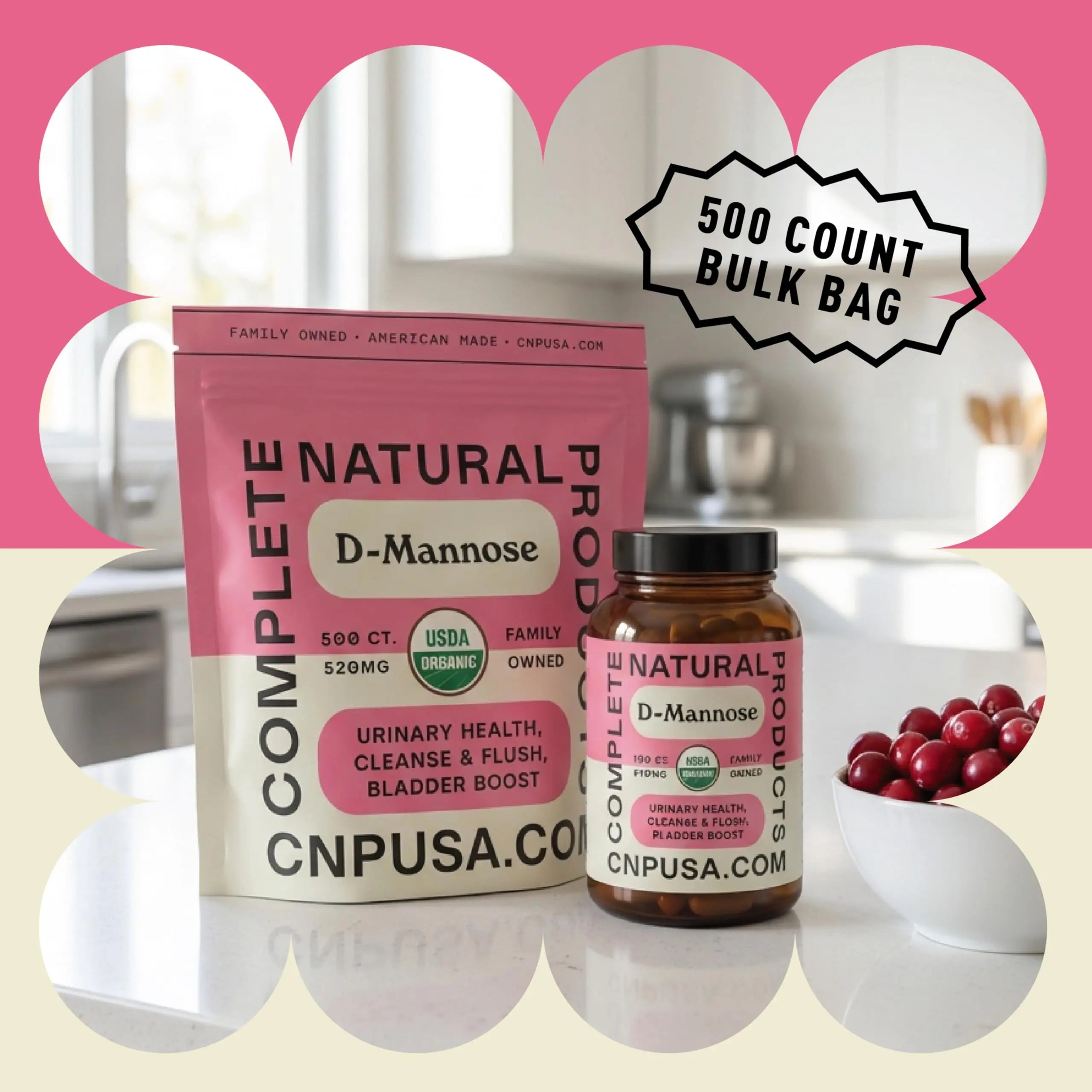 D Mannose 520mg Capsules - Organic D Mannose Supplement for UT Support, Urinary Tract Bladder Health Pills, Plant Based Formula, Vegan Non GMO, No Fillers, 500 Capsule Count Made USA Certified Kosher Complete Natural ProductsAu supplements