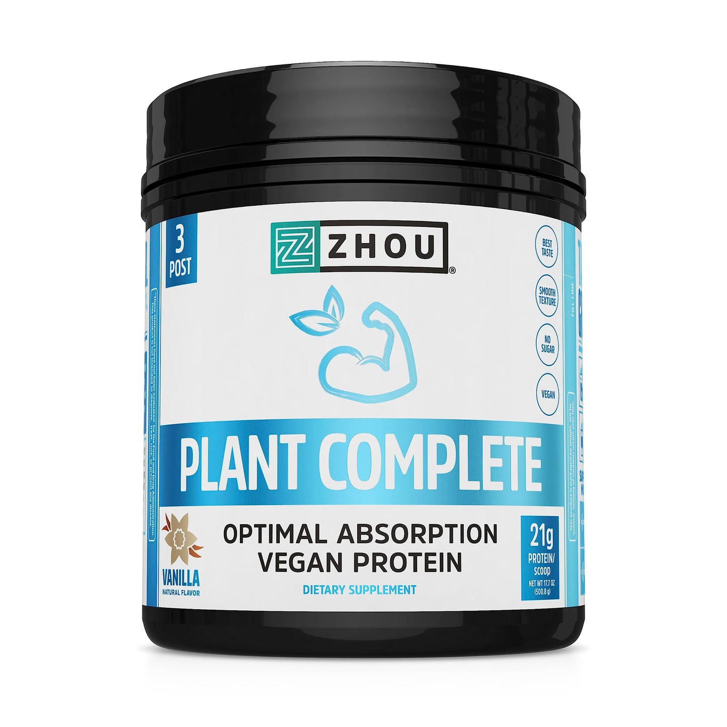 Zhou Nutrition Plant Based Vegan Protein Powder, Best Absorption Digest Score, Complete Zhou NutritionUS supplements