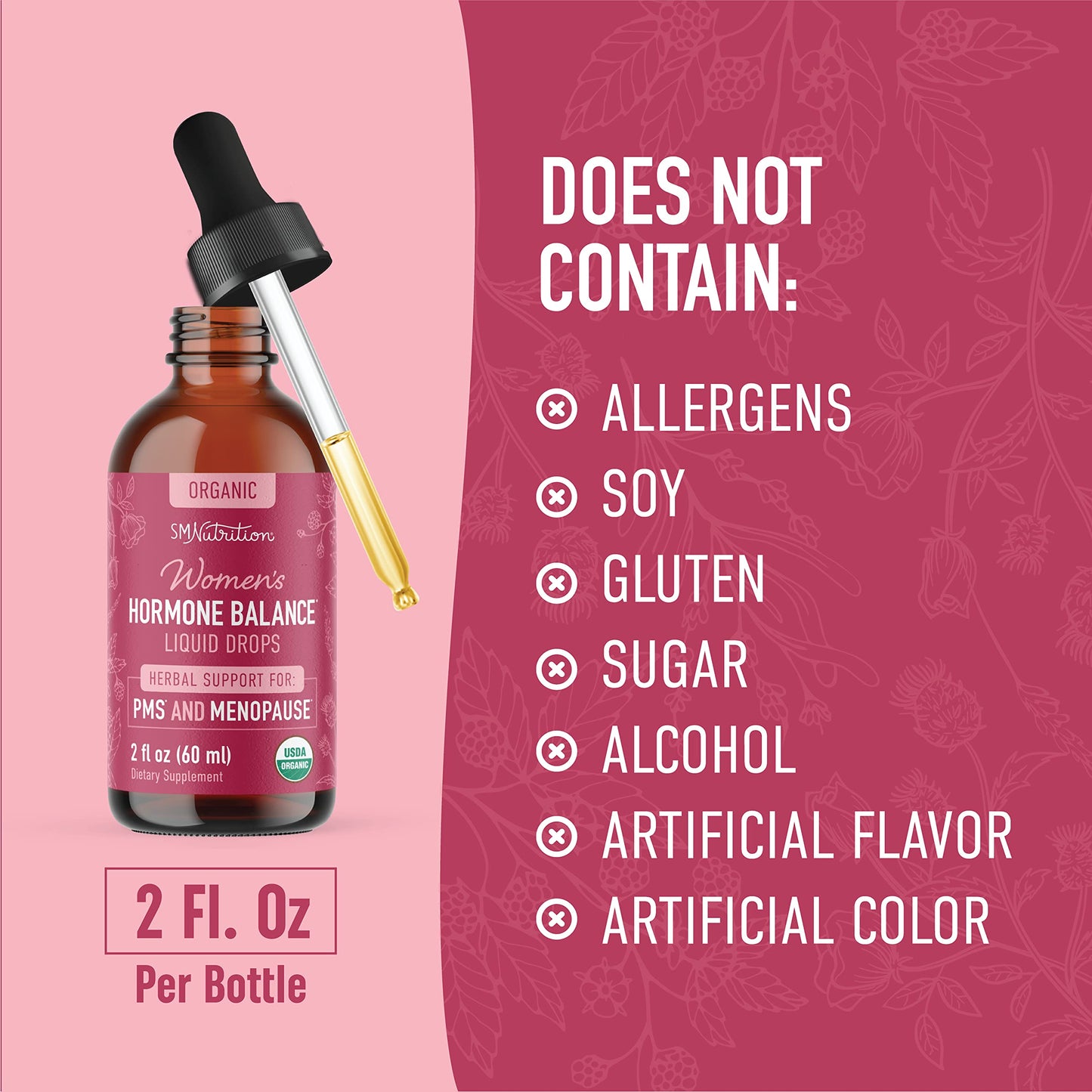 Hormone Balance Liquid Drops | With Stinging Nettle, Black Cohosh, Red Raspberry Leaf SMNutritionUS supplements