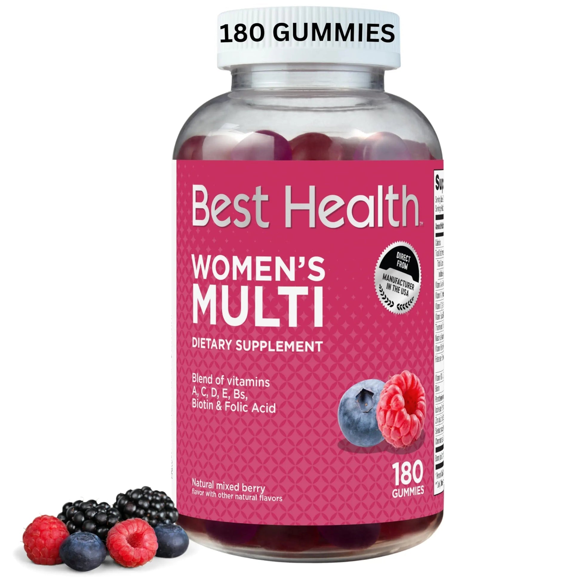 Best Health Women’s Multivitamin Gummies, Multivitamin for Women with Biotin, Folic Acid, Vitamins A,C,D,E,Natural Mixed Berry Flavor (180ct) Best HealthAu supplements