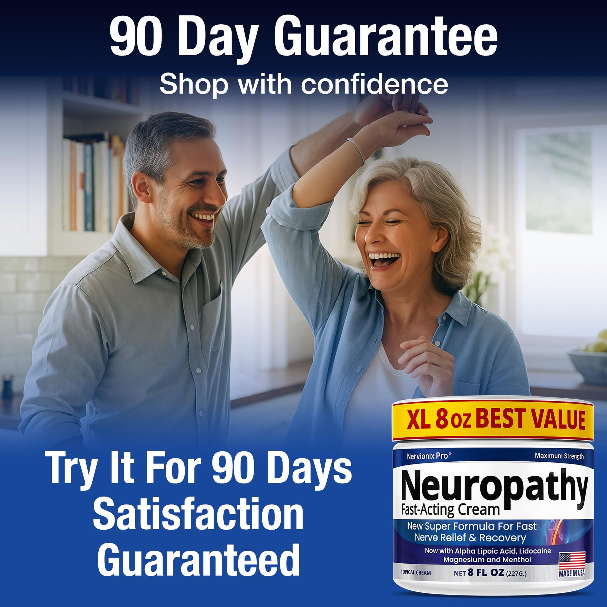 Neuropathy Nerve Relief Cream – Extra Large 8 oz – Maximum Strength for Feet Hands Legs Toes Back – Natural Ingredients Arnica Aloe Vera MSM Vitamins – Fast-Acting Soothing Relief – Super Value 8 oz NuturnaAu supplements