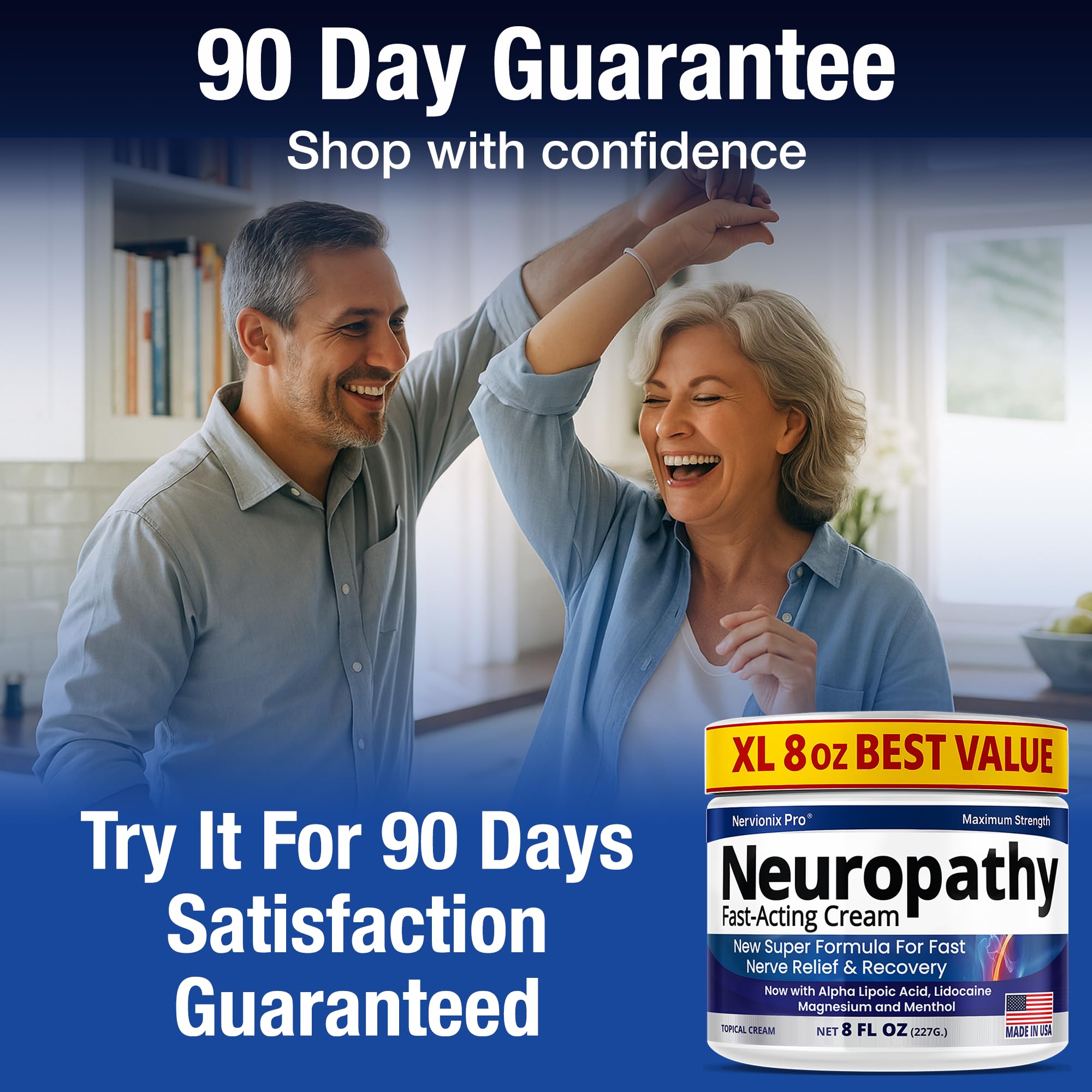 Neuropathy Nerve Relief Cream – Extra Large 8 oz – Maximum Strength for Feet Hands Legs Toes Back – Natural Ingredients Arnica Aloe Vera MSM Vitamins – Fast-Acting Soothing Relief – Super Value 8 oz NuturnaAu supplements