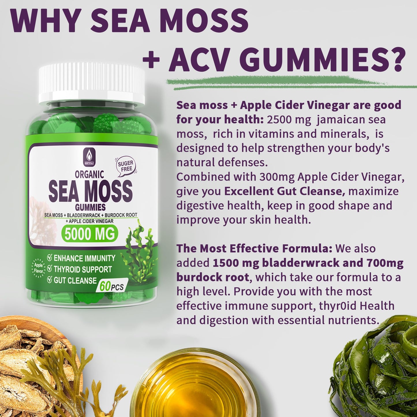Sea Moss Supplement 5000mg, Sugar Free Sea Moss Gummies, Irish Sea Moss EnvyDealUS supplements
