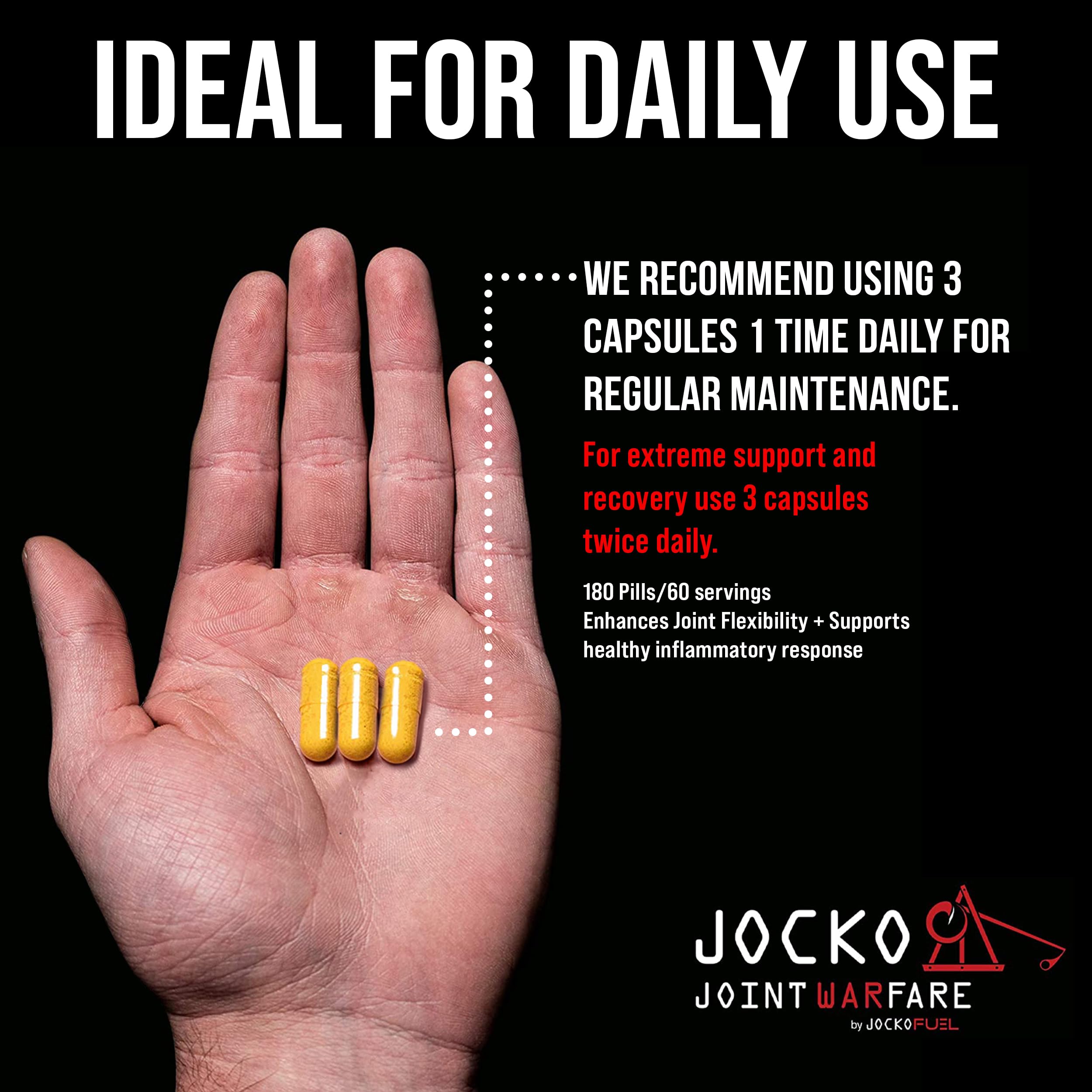 Jocko Fuel Joint Support Supplement - Glucosamine MSM for Joint Pain, Mobility, & Flexibility w/Turmeric & Boswellia (180 Capsules) Jocko FuelAu supplements