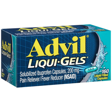 Advil Liqui-Gels Pain Reliever and Fever Reducer, Pain Medicine for Adults with Ibuprofen 200mg for Headache, Backache, Menstrual Pain and Joint Pain Relief - 160 Liquid Filled Capsules AdvilAu supplements