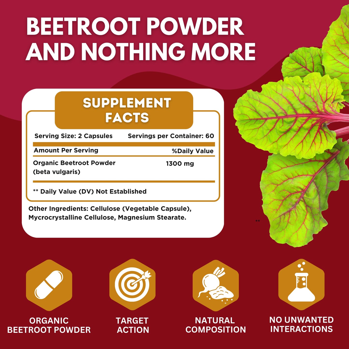 healblend Organic Nitric Oxide Beet Root Capsules 1300mg - Support Immune System healblendUS supplements