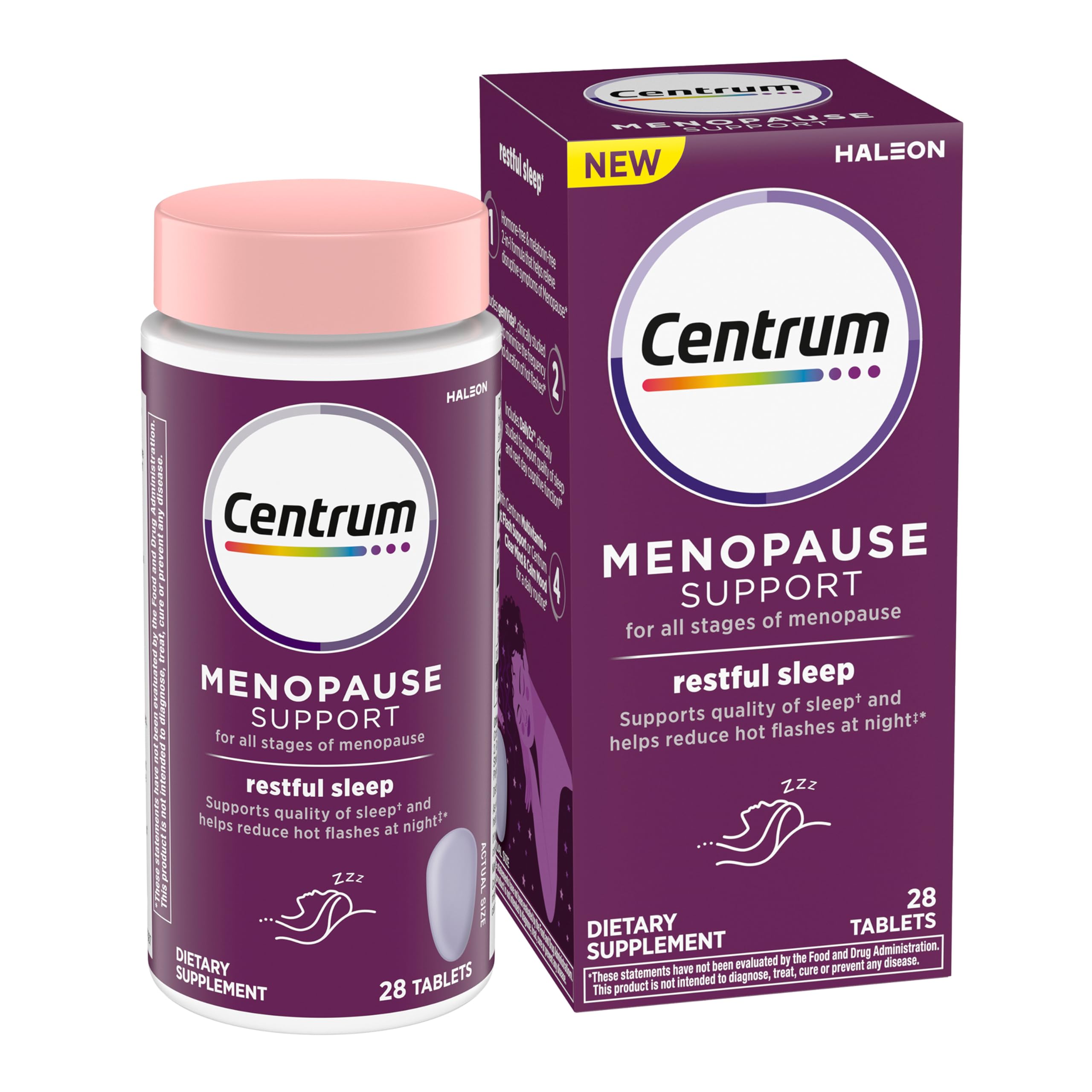 Centrum Restful Sleep Menopause Support Tablets, Supplement with Clinically Studied DailyZz and geniVida, 28 Count CentrumAu supplements