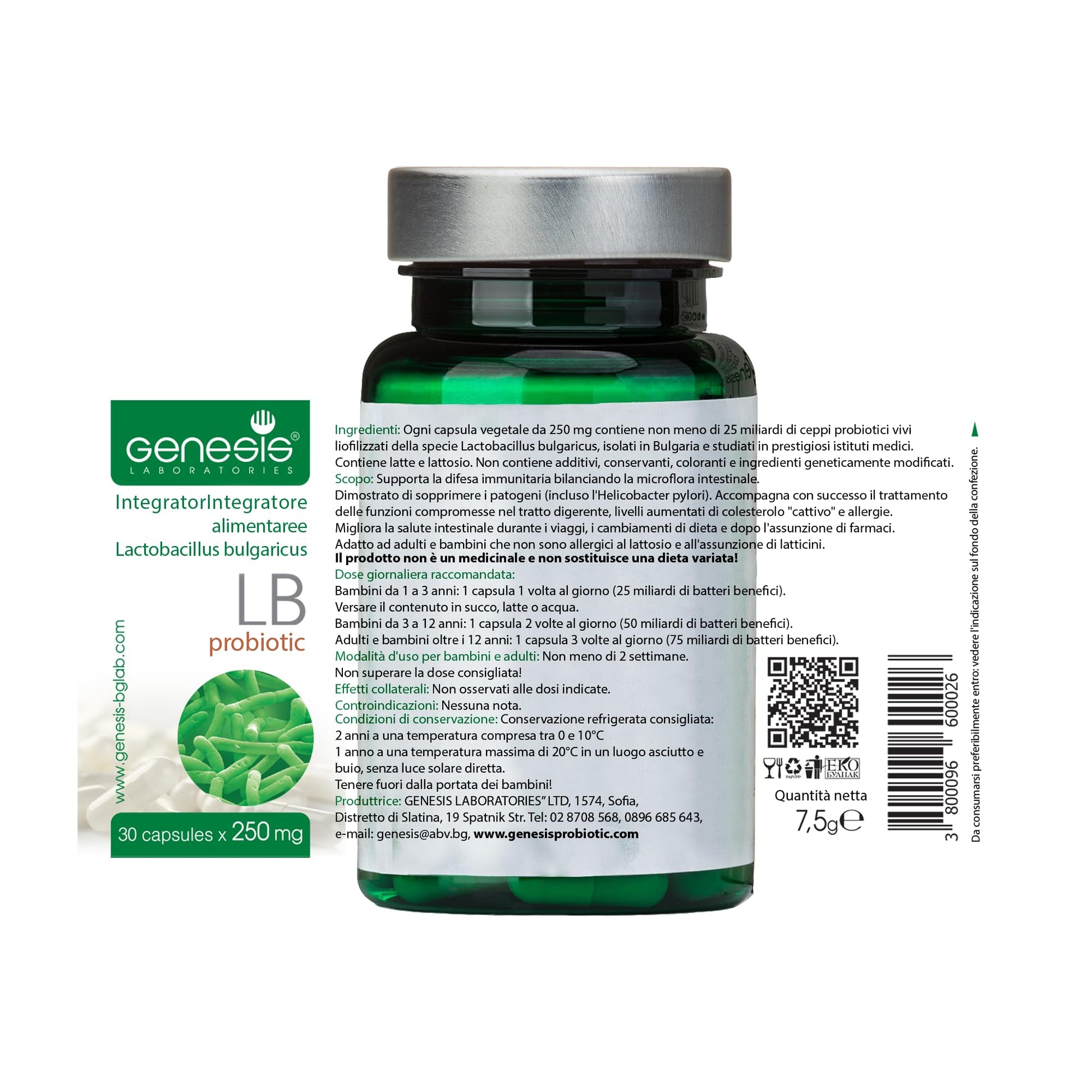 Probiotic Lactobacillus Supplement 30 Capsules with Lactobacillus Bulgaricus 250 mg Probiotic Digestive Immune Support Gut Health Probiotics for Digestive Health Anti Bloating Genesis LABORATORIESAu supplements