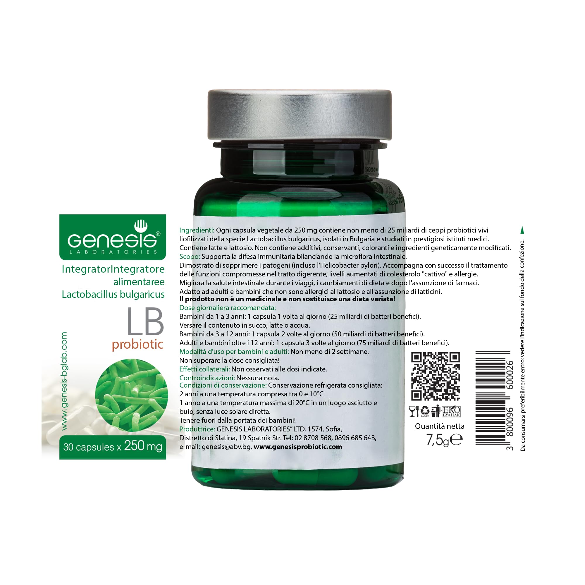 Probiotic Lactobacillus Supplement 30 Capsules with Lactobacillus Bulgaricus 250 mg Probiotic Digestive Immune Support Gut Health Probiotics for Digestive Health Anti Bloating Genesis LABORATORIESAu supplements