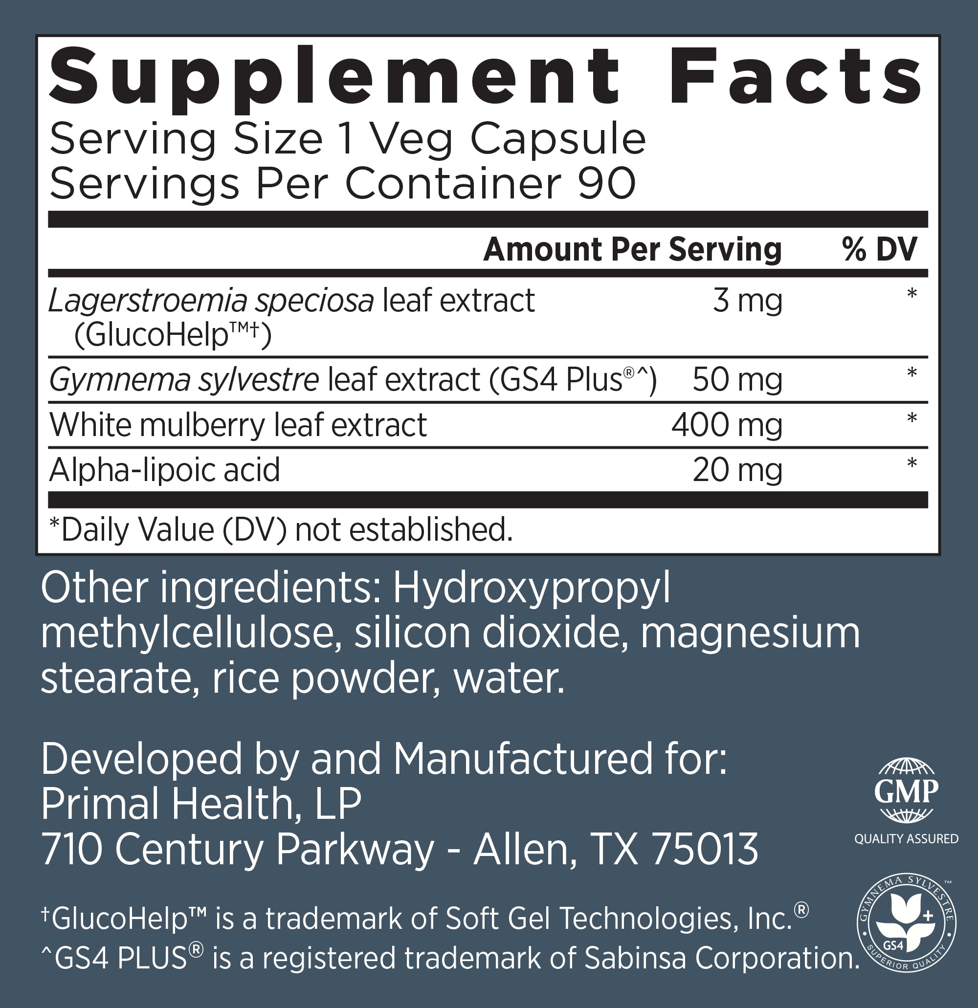 Primal Labs GlucoBurn Support Supplement with White Mulberry Leaf Extract and Alpha Lipoic Acid, 90 Veg capsules Primal LabsAu supplements