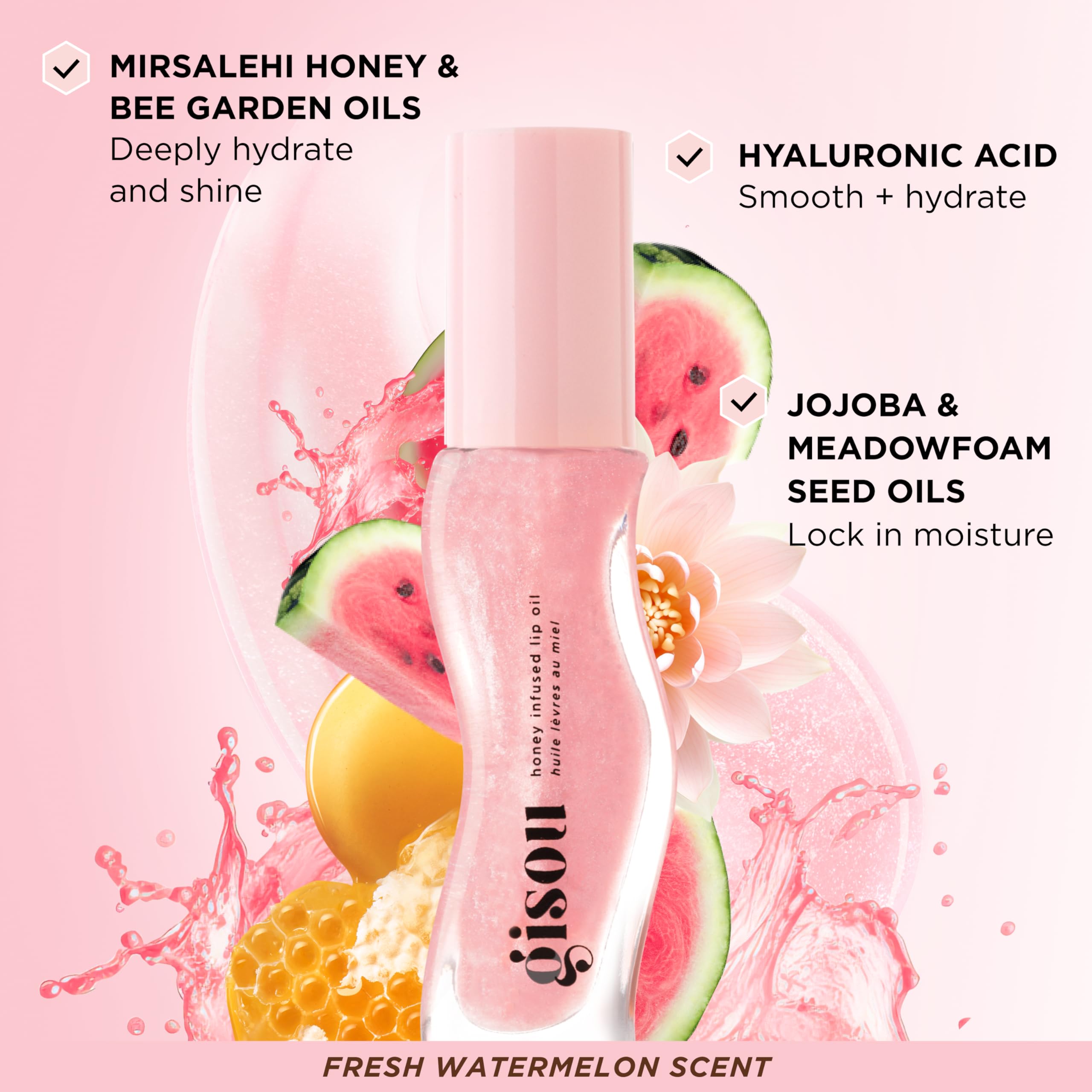 Gisou Honey Infused Hydrating Lip Oil, Nourishing Lip Moisturizer for Dry Lips (Watermelon Sugar) GisouAu supplements