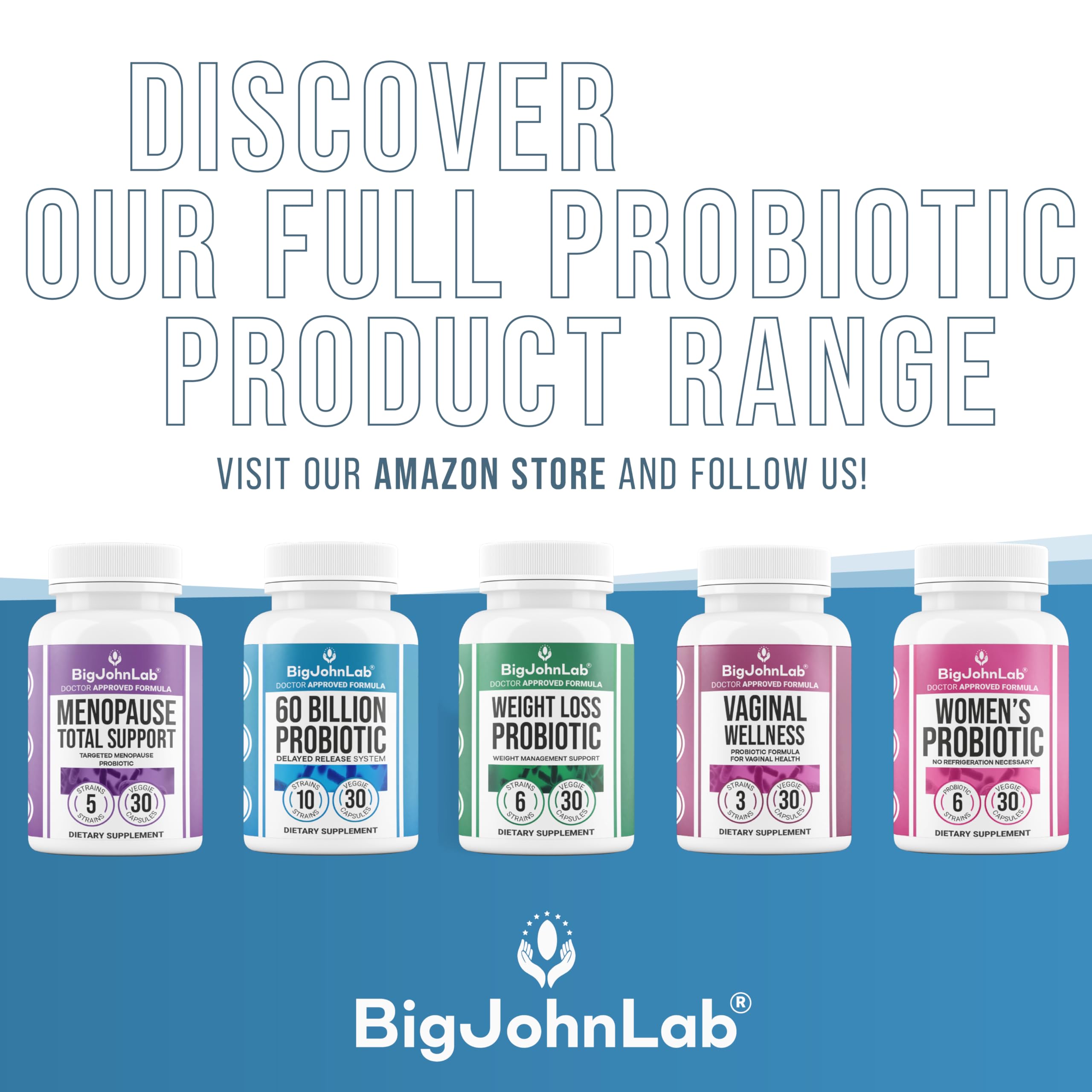BIGJOHNLAB® - Menopause Total Support – Advanced Probiotic Formula with 5 Strains & 15 Billion CFU, Resveratrol, Black Cohosh, Acacia Fiber, Non-GMO & 100% Vegetarian BIGJOHNLABAu supplements