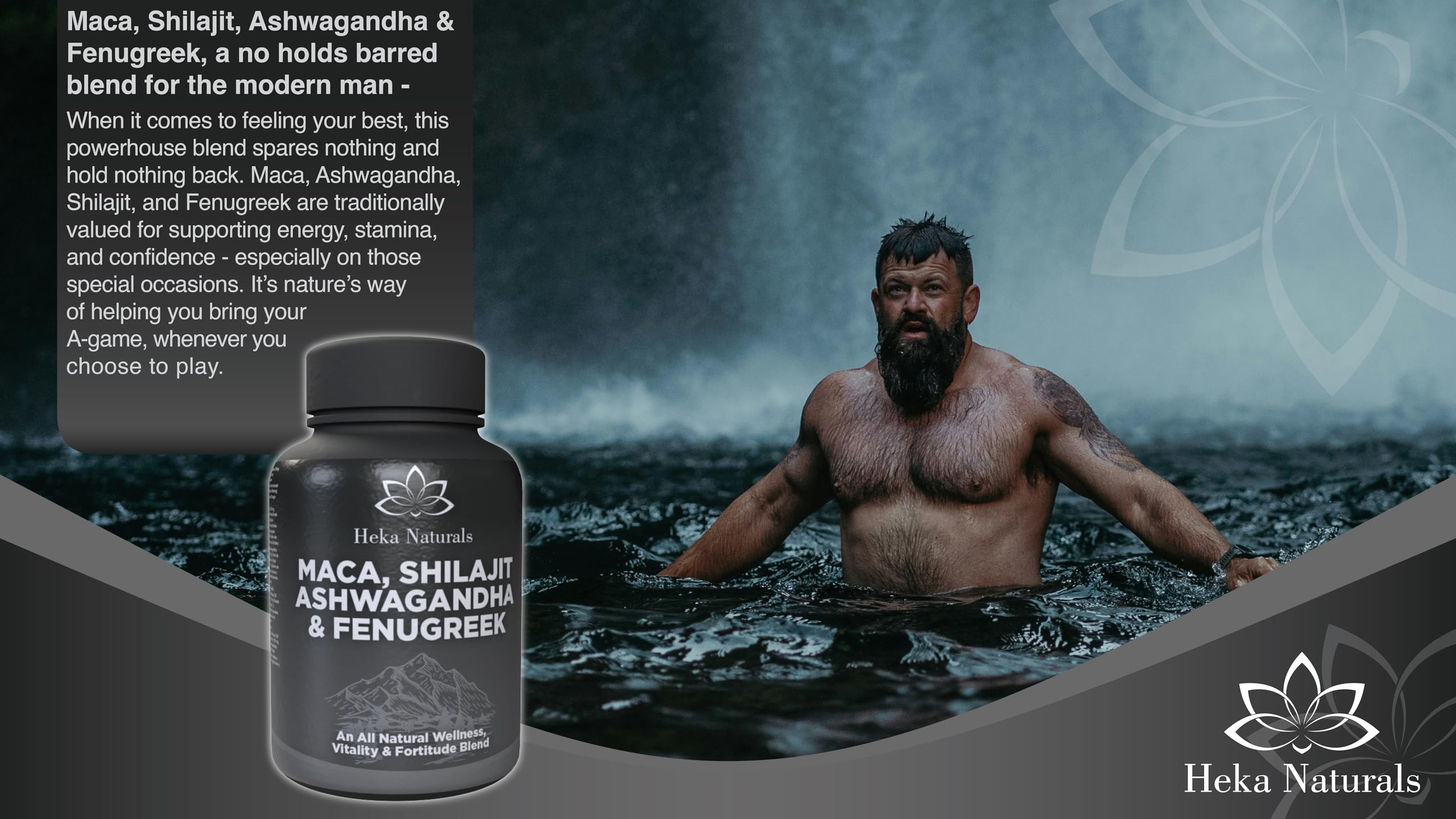Heka Naturals Male Botanical Complex | 90 Capsules with Ashwagandha, Maca Root, Fenugreek & Shilajit | Traditional Plant-Based Ingredients for Active Lifestyles | Food Supplement Heka NaturalsAu supplements