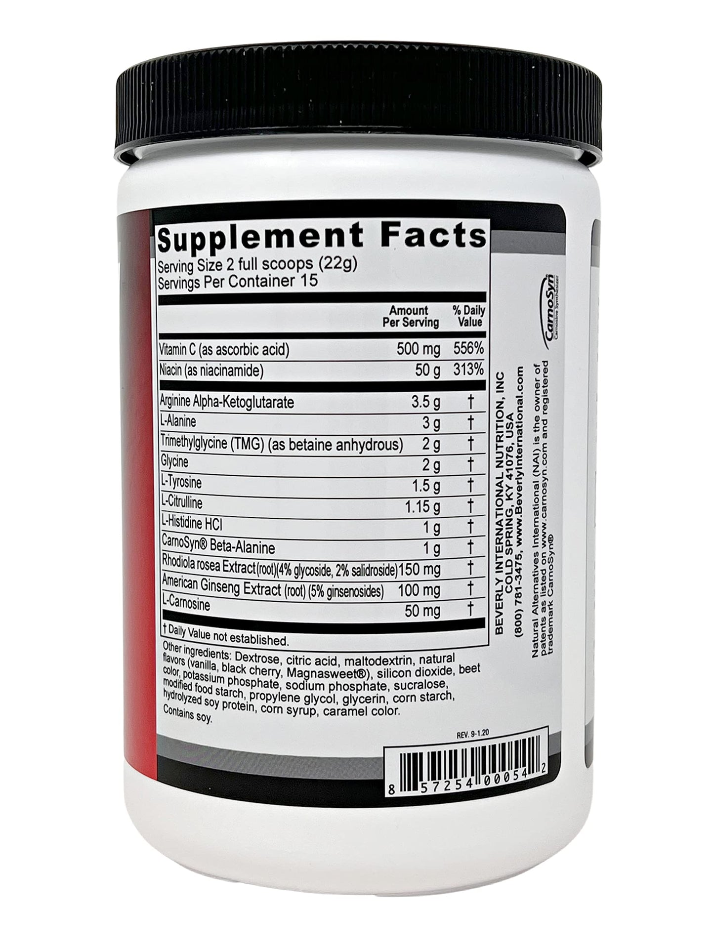 Beverly International Up-Lift Stimulant Free 330 grams. Workout Energy Drink Mix w/Nitric Beverly InternationalUS supplements