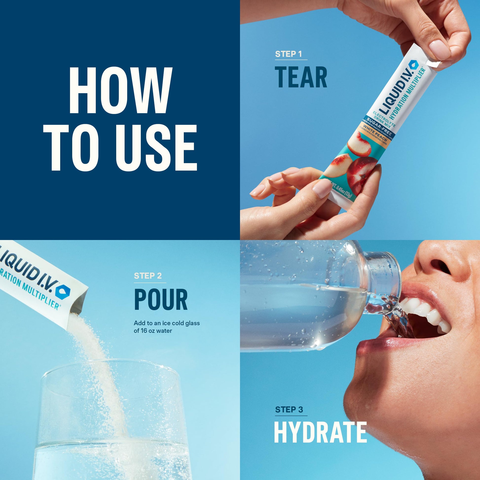Liquid I.V.® Hydration Multiplier® Sugar-Free - White Peach - Hydration Powder Packets | Electrolyte Powder Drink Mix | Convenient Single-Serving Sticks | Non-GMO | 14 Servings (Pack of 3) Liquid I.V.US supplements