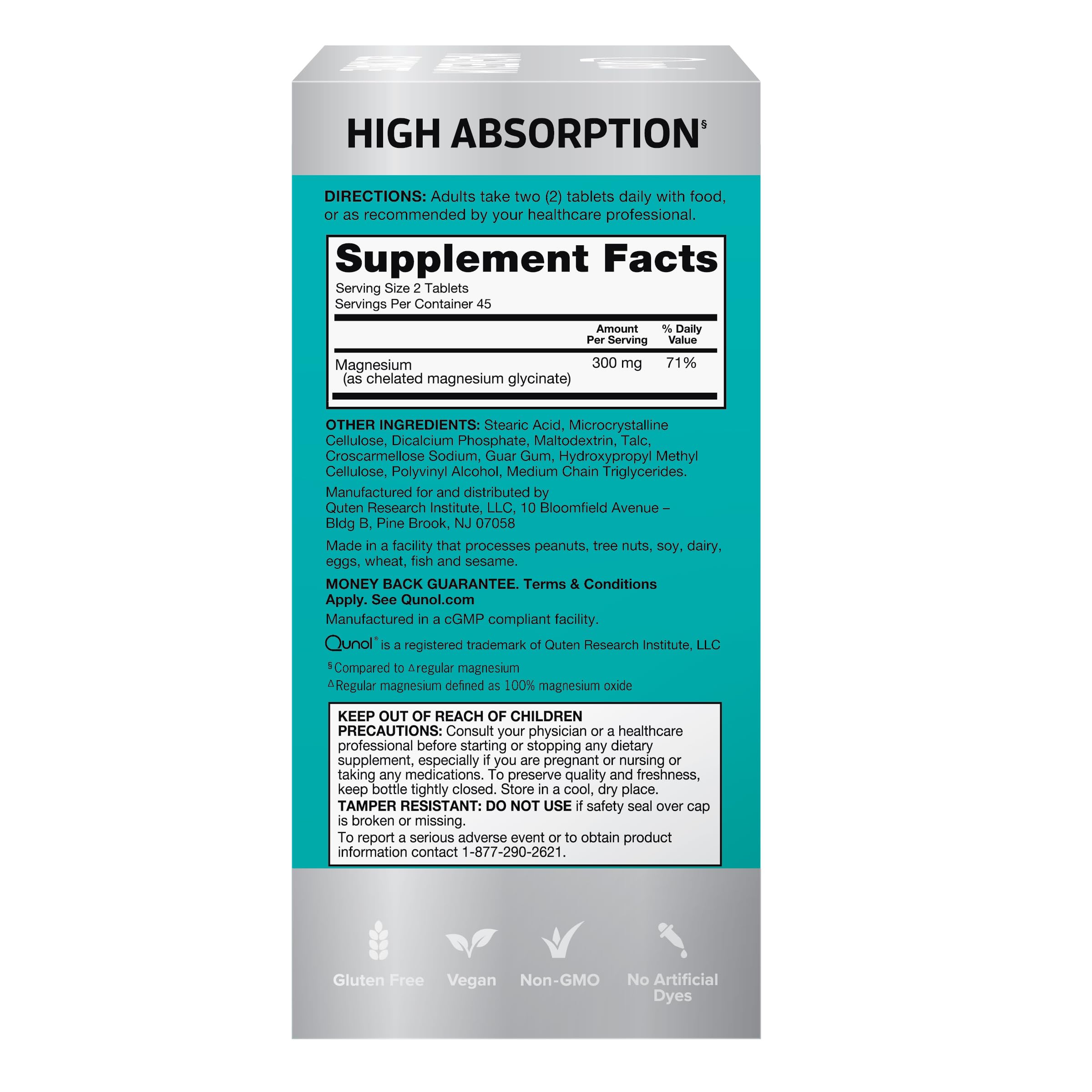 Qunol Magnesium Glycinate 300mg, 100% Glycinate Chelated Magnesium Supplement, 90ct Tablets QunolAu supplements
